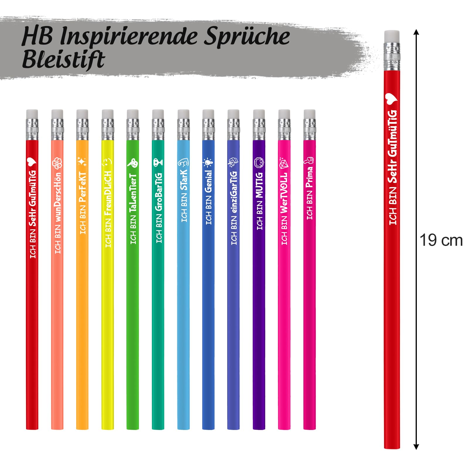 QIURUYUE 24 HB Bleistifte - Motivationsstifte Für Kinder Mit Sprüchen