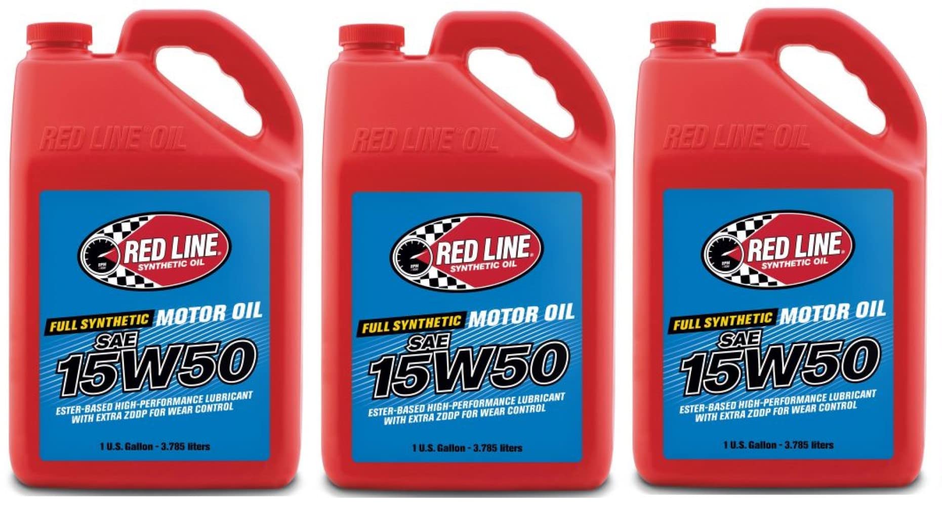 Red Line 15W50 A3 B3 B4 Ester Based Fully Synthetic High Performance Engine Oil, 3 US Gallon (11.36 L)