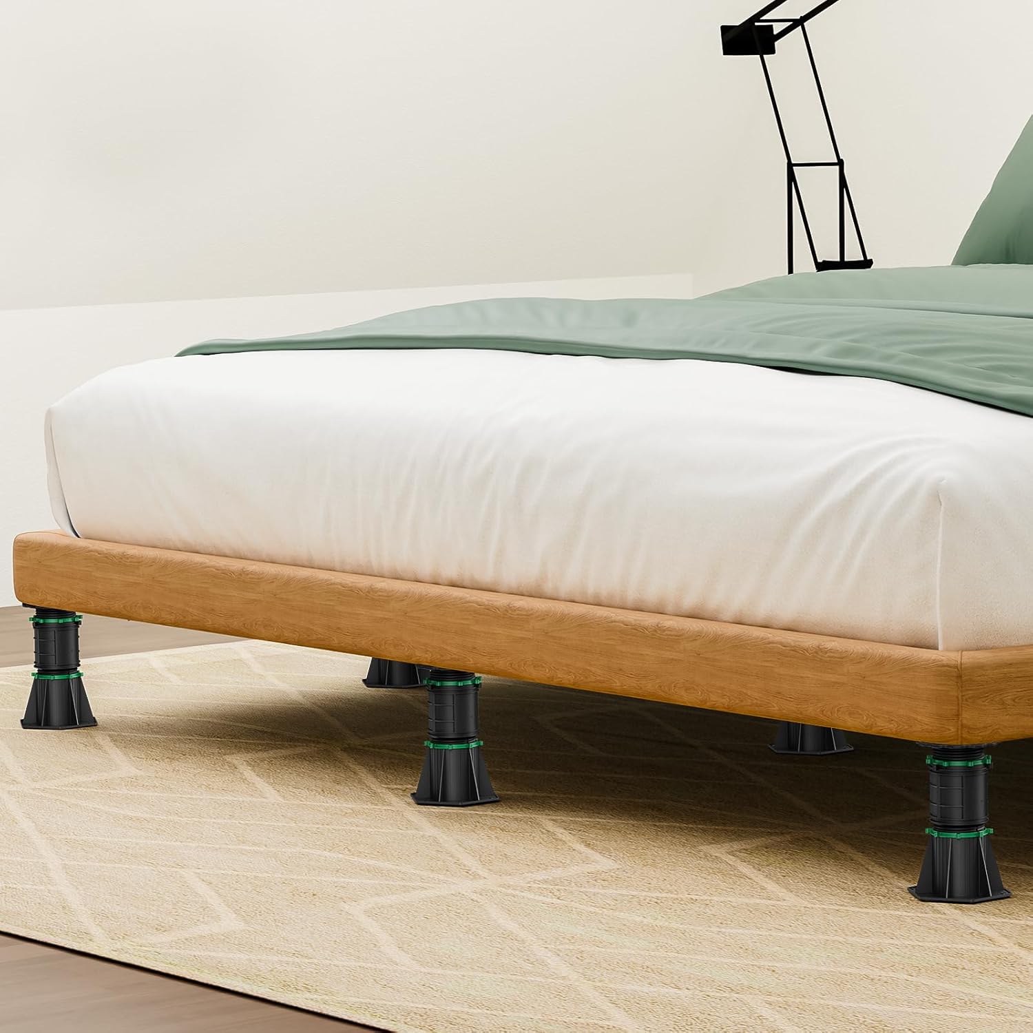 4 Pack Adjustable Bed Support Legs - 8.6"-13" Height Frame Stabilizer, Tool-Free Installation Replacement Parts, 4400lb Capacity Under-Mattress Reinforcement