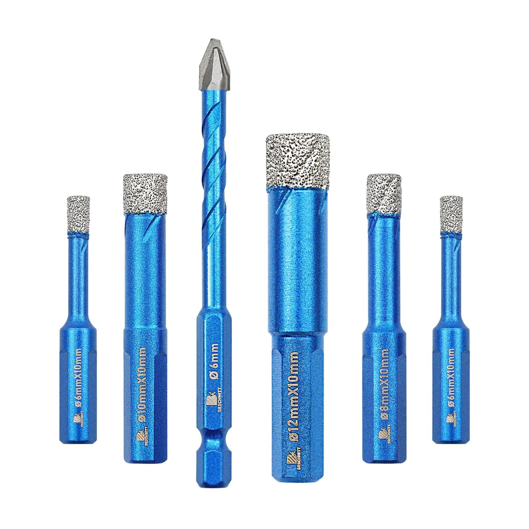BRSCHNITT Diamond Drill Bit Triangle Shank 1/4"*2,5/16",3/8",1/2"- Head Eccentric Drill Bit 1/4" Masonry Drill Bit for Porcelain Ceramic Tiles Glass