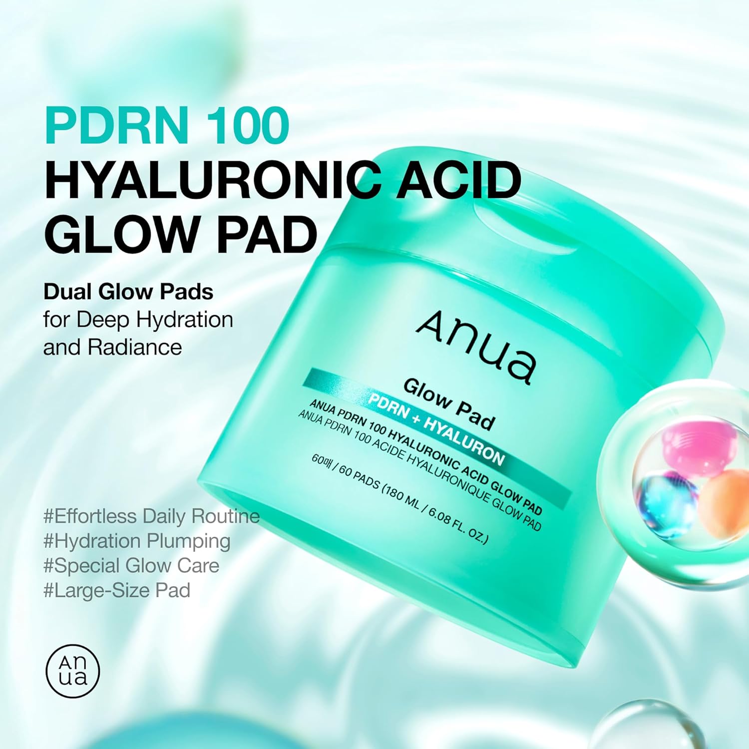ANUA PDRN 100 Hyaluronic Acid Pad, Glow-Plumping Korean Face Pad for Daily Skincare & Makeup Prep, Dual-Sided Toner for Radiant Skin & Deep Hydration, Korean Skin Care (180ml, 60 Pads) - Image 2