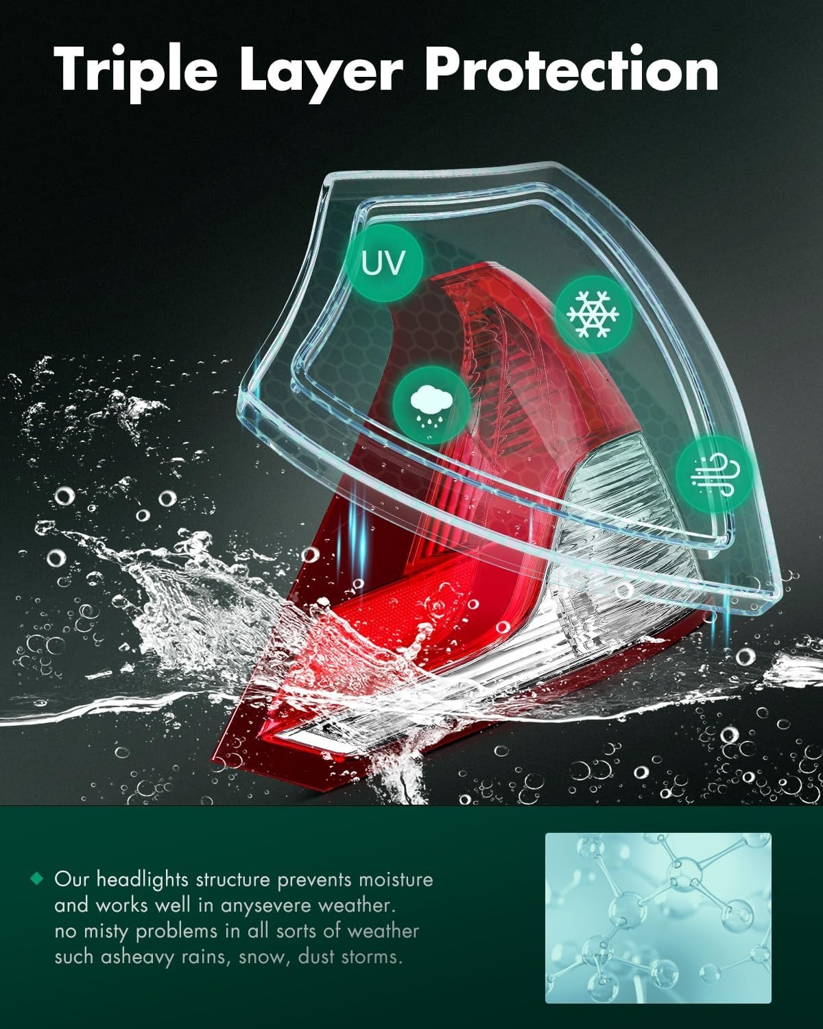 SCITOO Pair Taillight Assembly Fit 2012-2014 for Honda CR-V EX 2.4L L4 GAS SUV 4-Door Headlights Red Lens Black Housing, 33500T0AA01/HO2801183 (Bulbs Not Included)