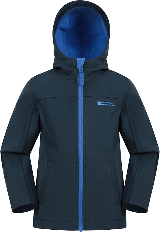 Mountain Warehouse Exodus Kids Softshell Jacket - Breathable, Wind & Water Resistant, Fleece Lined Coat, For Boys & Girls - Best For Sping Summer & Hiking
