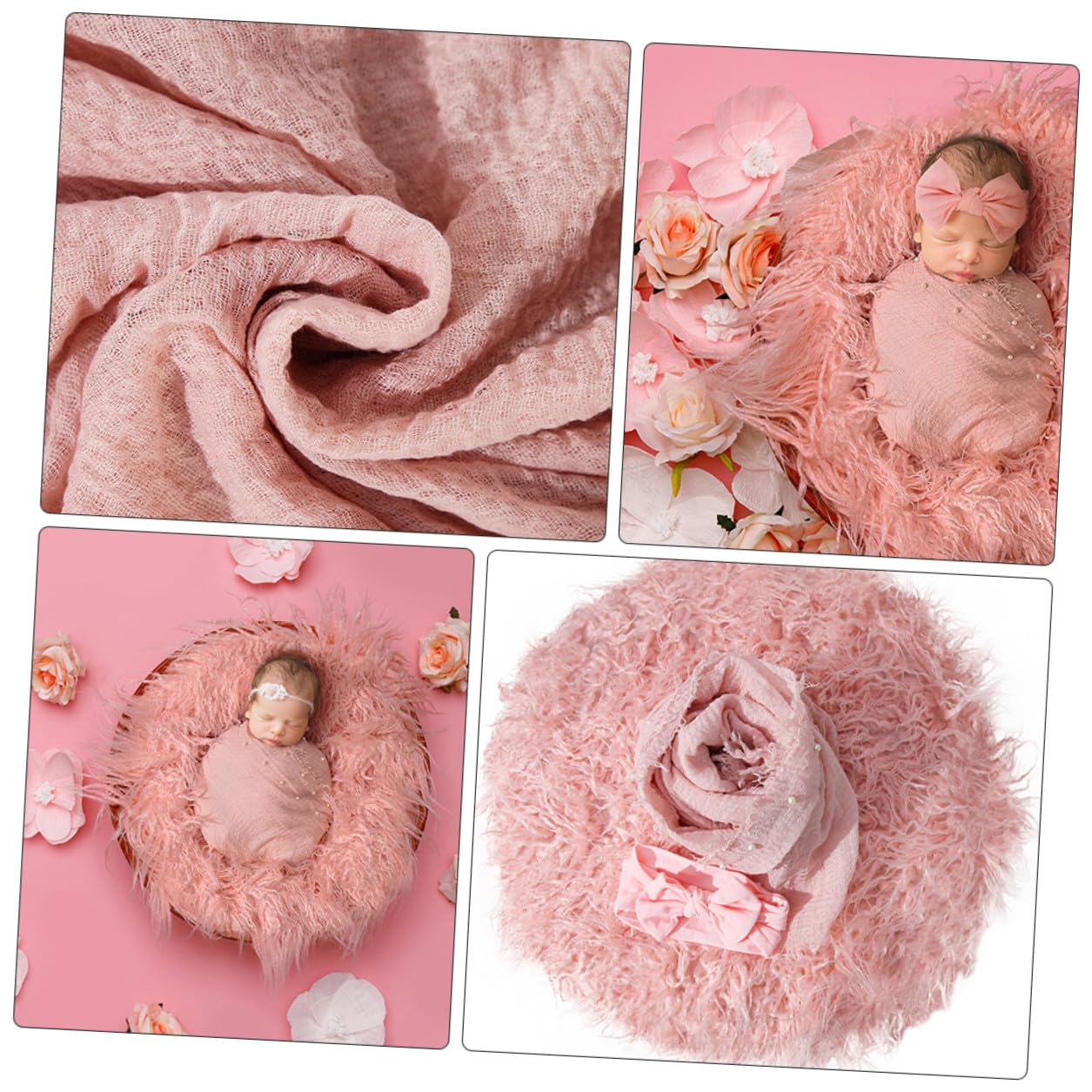 BESTonZON Coperta Neonata Morbida con Fascia Fiocco per Fotografia Swaddle Traspirante e Confortevole Regalo Idea Nascita per Bimbi