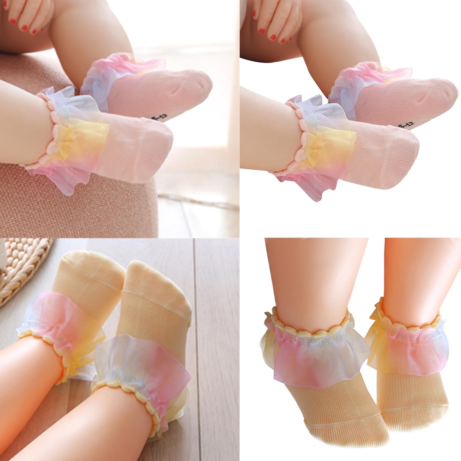 Zkbszn Sock,Lace Trim Baby Socks for Newborn Warm Socks Boy Girl Unisex AntiSlip Ruffle Socks Cotton Ankle Socks for Infants