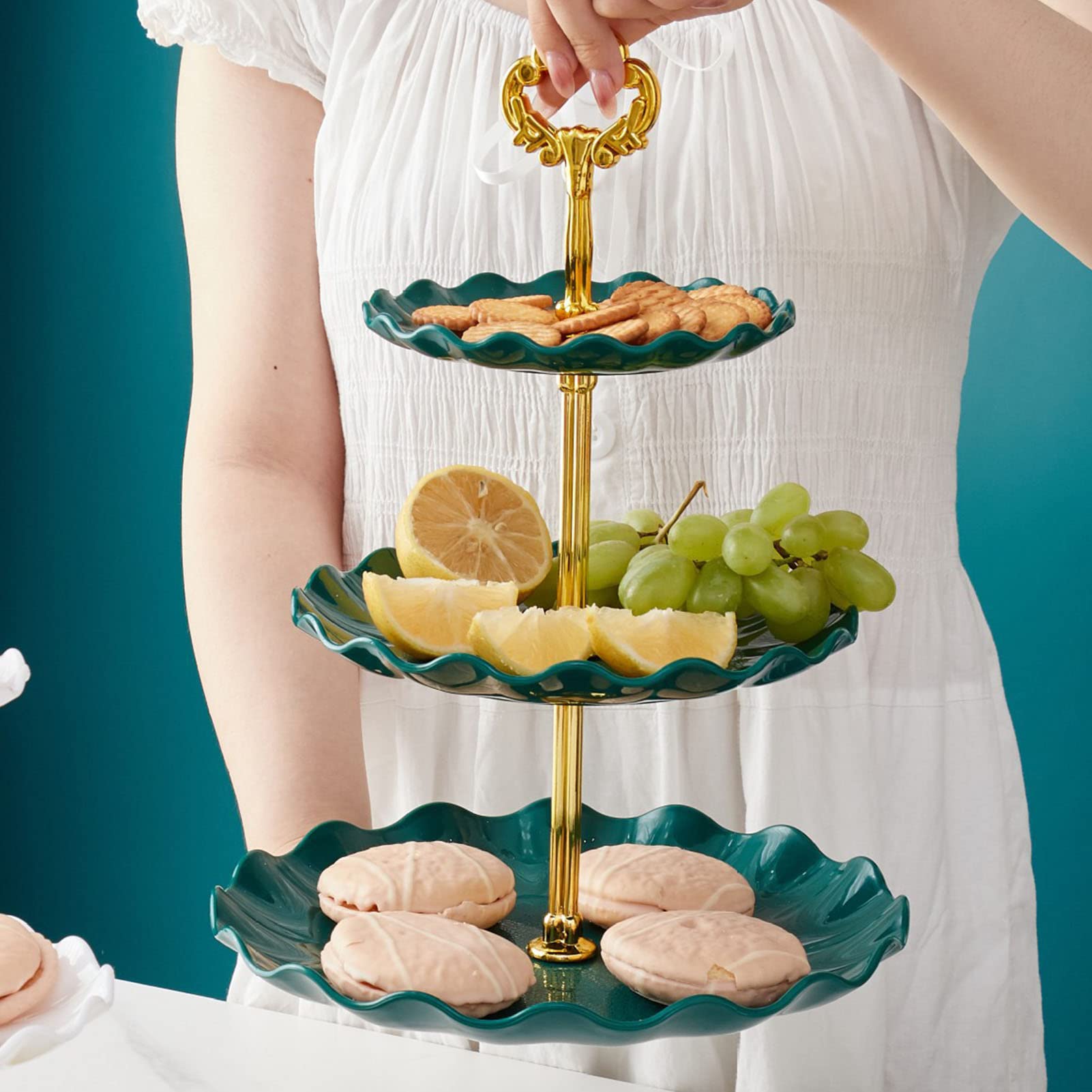 Alzata Per Cupcake 3 Livelli In Cartone Oro Rosa – Supporto Per Dolci, Buffet E Feste, Reggette Per 24 Cupcake, Per Matrimoni E Compleanni (Viola) - 3