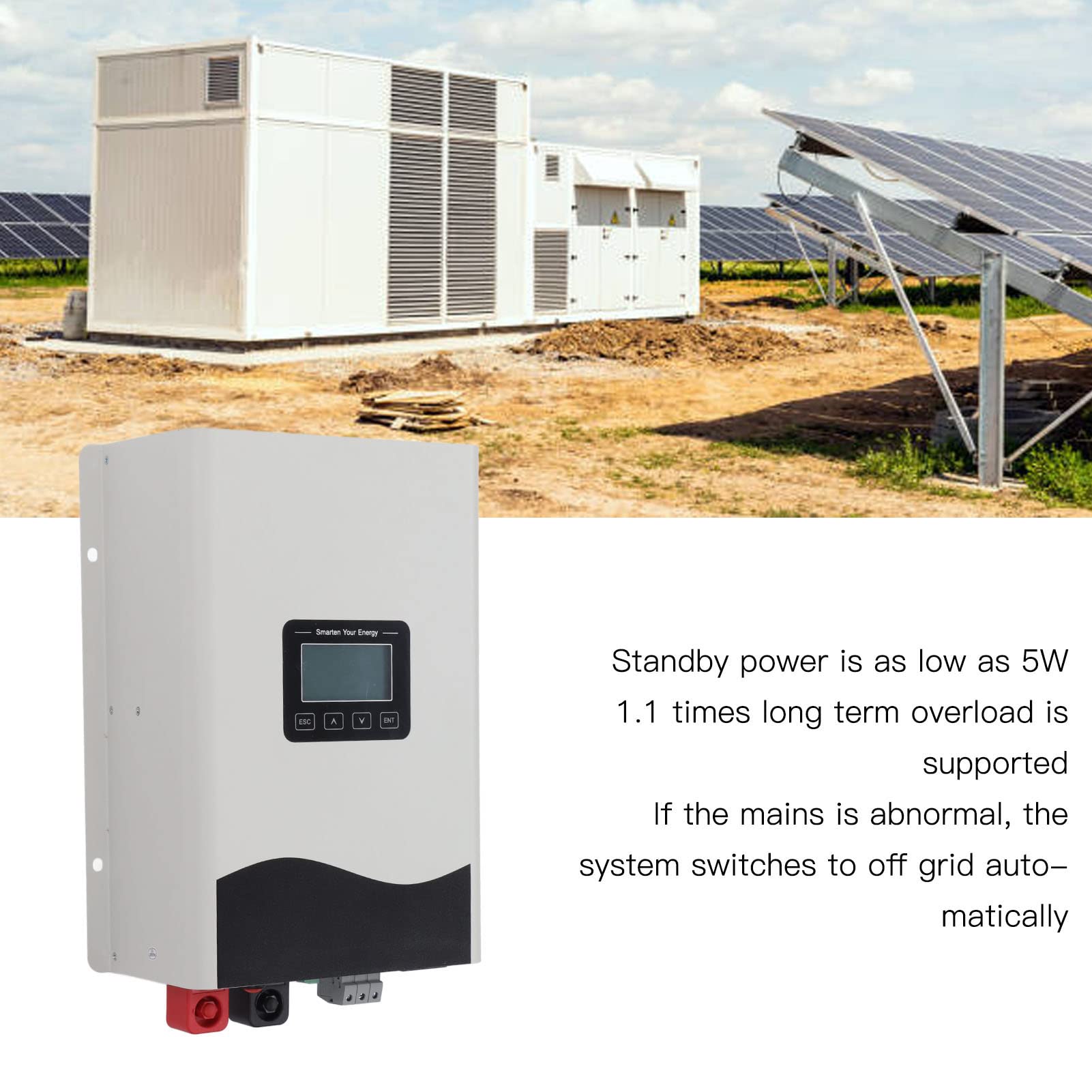 Caricabatterie Inverter Solare Off-grid, Caricabatterie Inverter Onda Sinusoidale Pura da 3KW, Tecnologia Soft Switching, Ingresso 48V, Uscita 220V, Efficienza del 93% per Alimentazione di