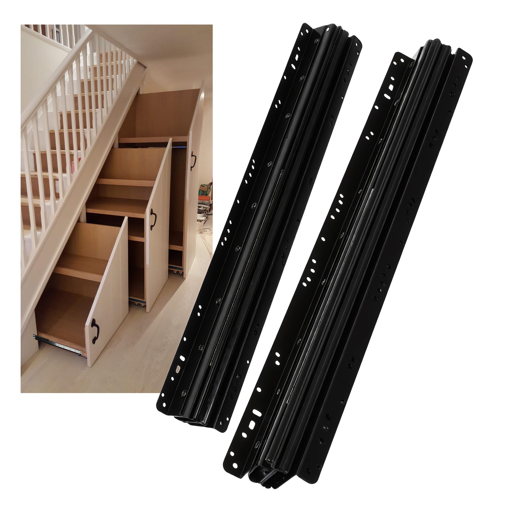 Tcatec Heavy Duty Drawer Runners 2 Packs Strong Drawer Slides 600-1450mm Draw Runners Ball Bearing Full Extension Draw Sliding Rails Sliders Side Mount