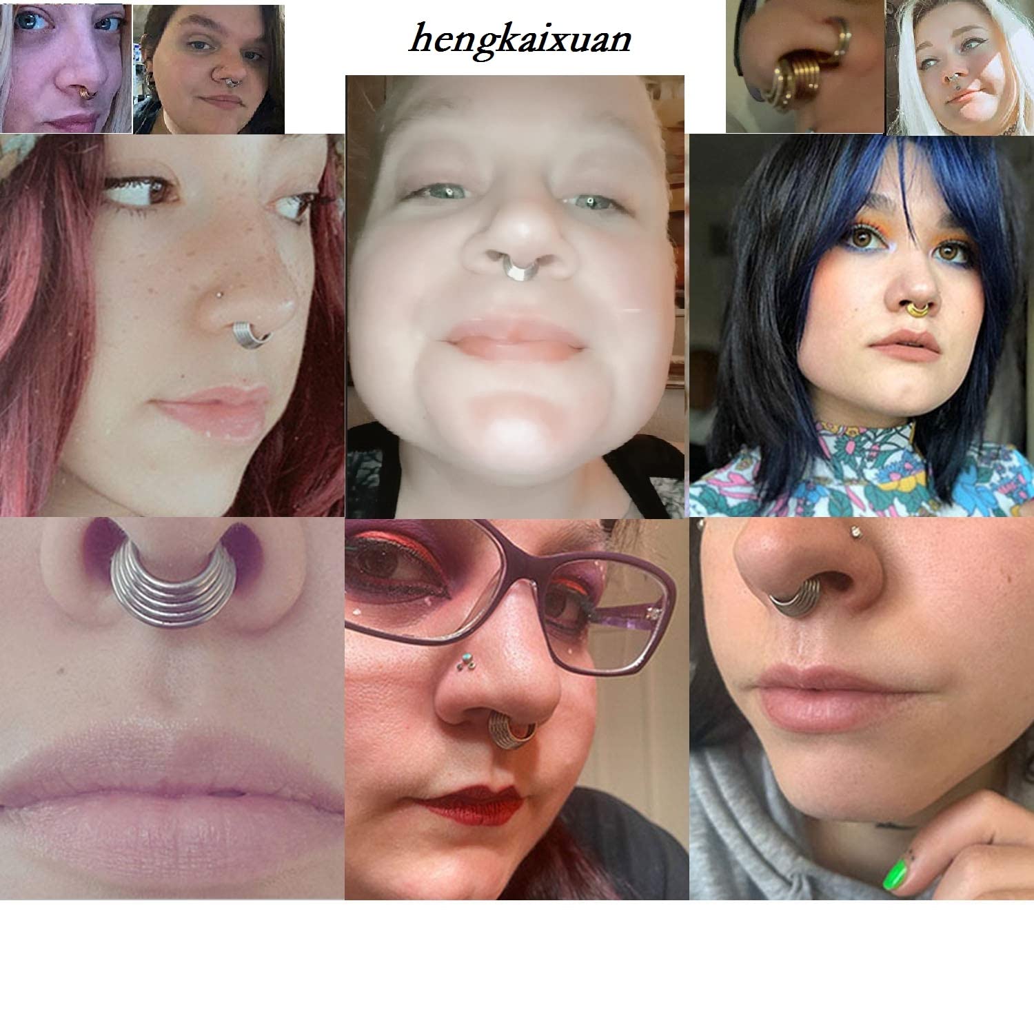 hengkaixuan 16G Septum Nose Rings Hoop Daith Earrings Surgical Steel Septum Clicker Ring Hirned Segment Seamless Clicker Ring Conch Hoop Ring Unisex Earrings Hoop Daith Piercing Jewellery — view 5