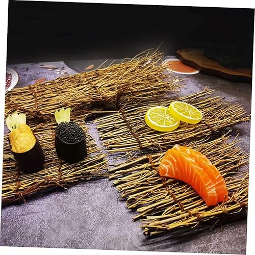 Miniatura 6 de Mikinona Juego de 6 bandejas de bambú para mesa de sushi para comer, mini cerca, decoración de mesa de comedor, platos de bolas de masa hervidas,