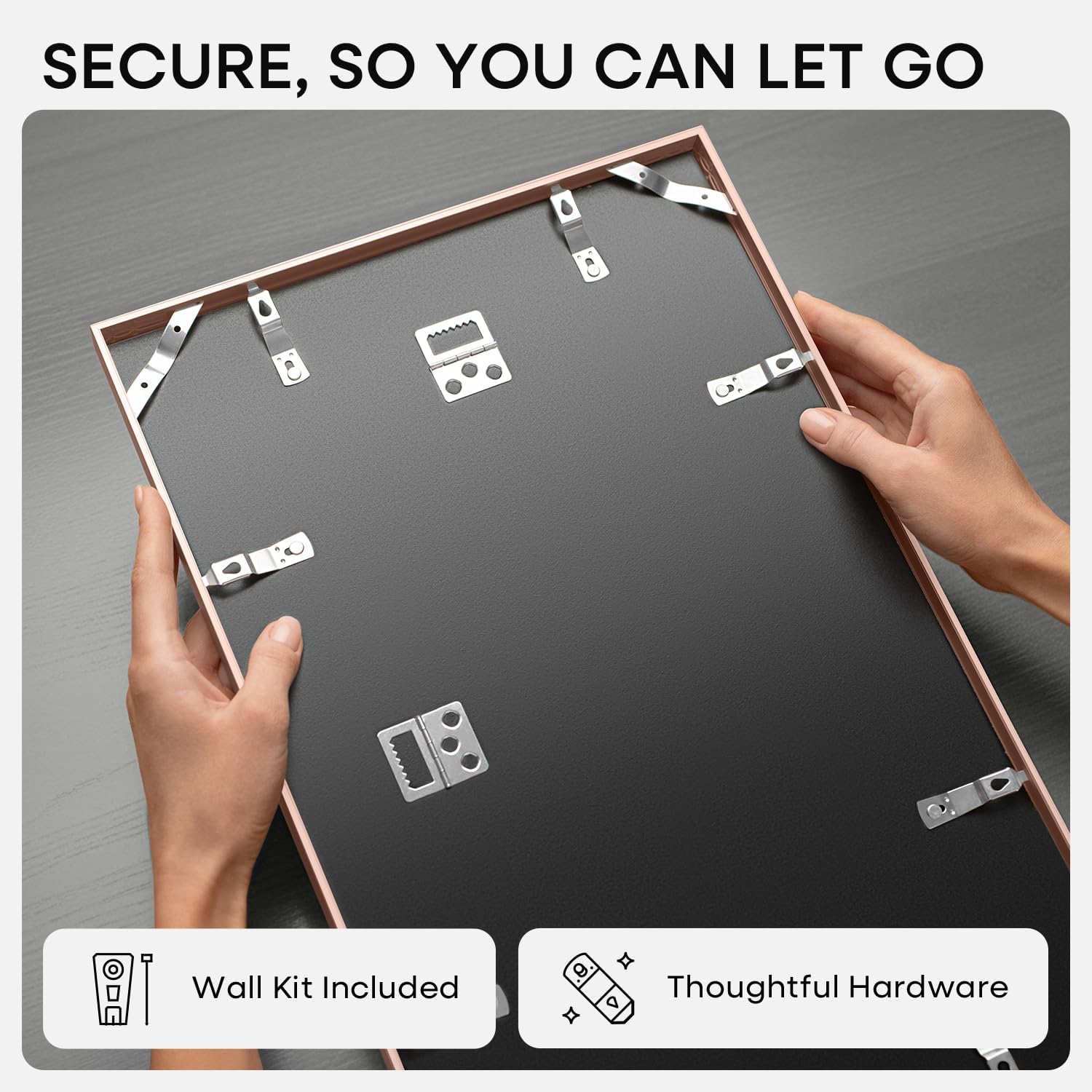 Homeforia 12x12 Picture Frame Rose Gold, High End Metal 12 x 12 Square Poster Frame with Mat 10 x 10 Photo, 12x12 Frame Matted to 10x10 Print, 12by12 Hanging Frames, Tempered Glass, Wall Kit, Set of 1