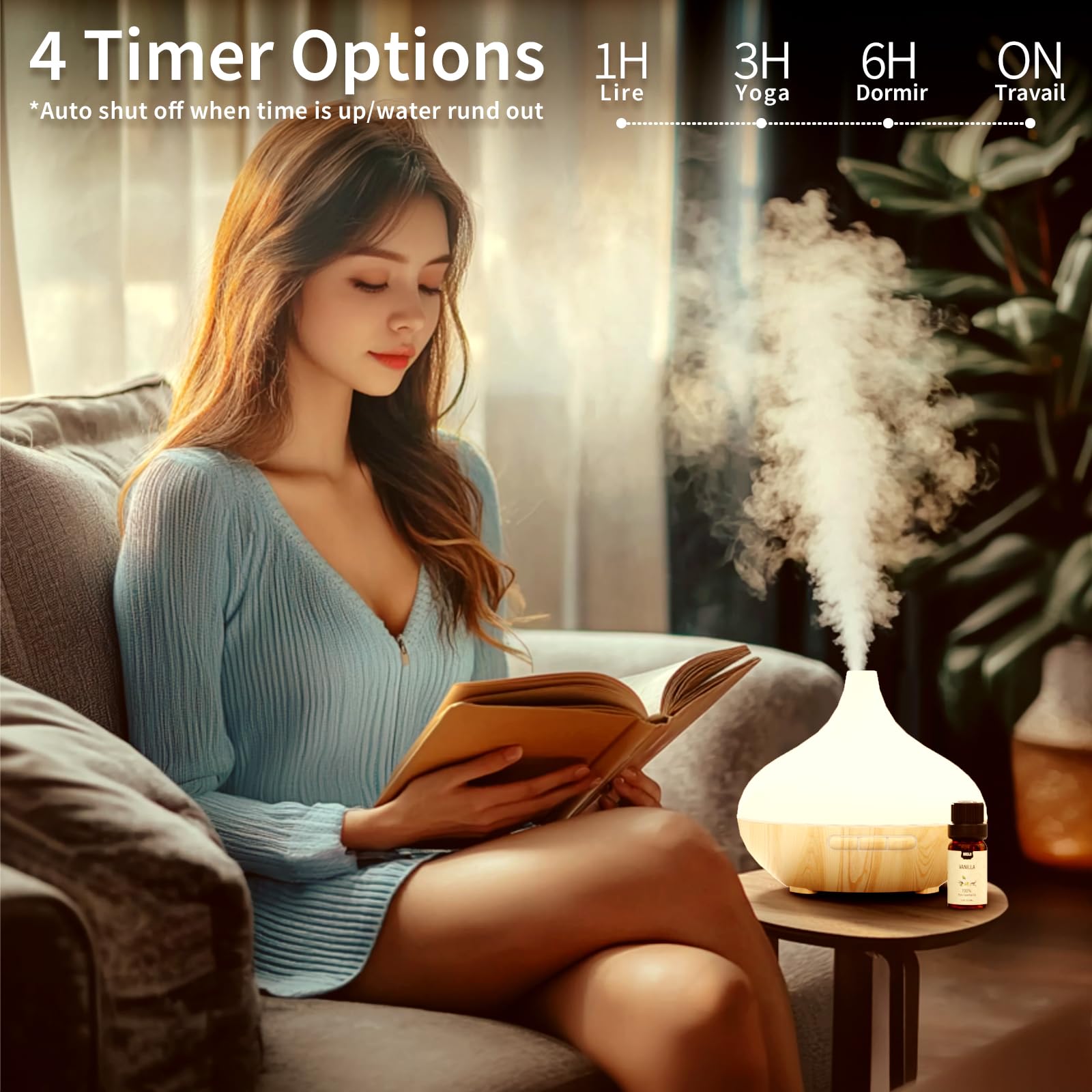 Aroma Diffuser Fragrance Oils，500ml Aromatherapy Diffuser with Remote Control,with Essential Oils Set Top 6 x 10 ml