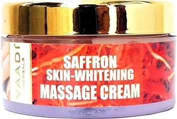 Vaadi Herbals Saffron Skin Whitening Massage Cream, Basil Oil and Shea Butter, 50g - image, photos