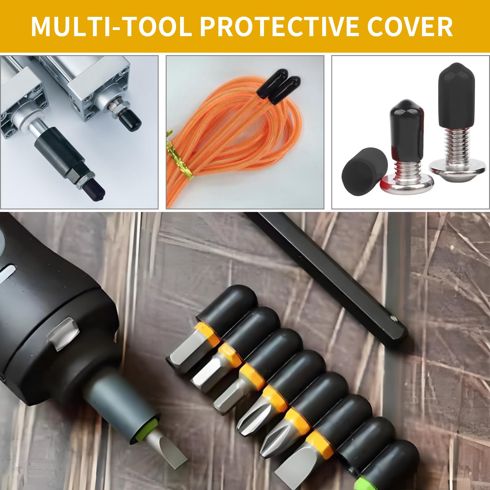Set di 300 tappi in gomma per tubi tondi, in PVC, di colore nero, tappi di protezione per viti, tappi terminali in gomma, tappi in plastica per barre metalliche (Φ1,5 mm-10 mm)