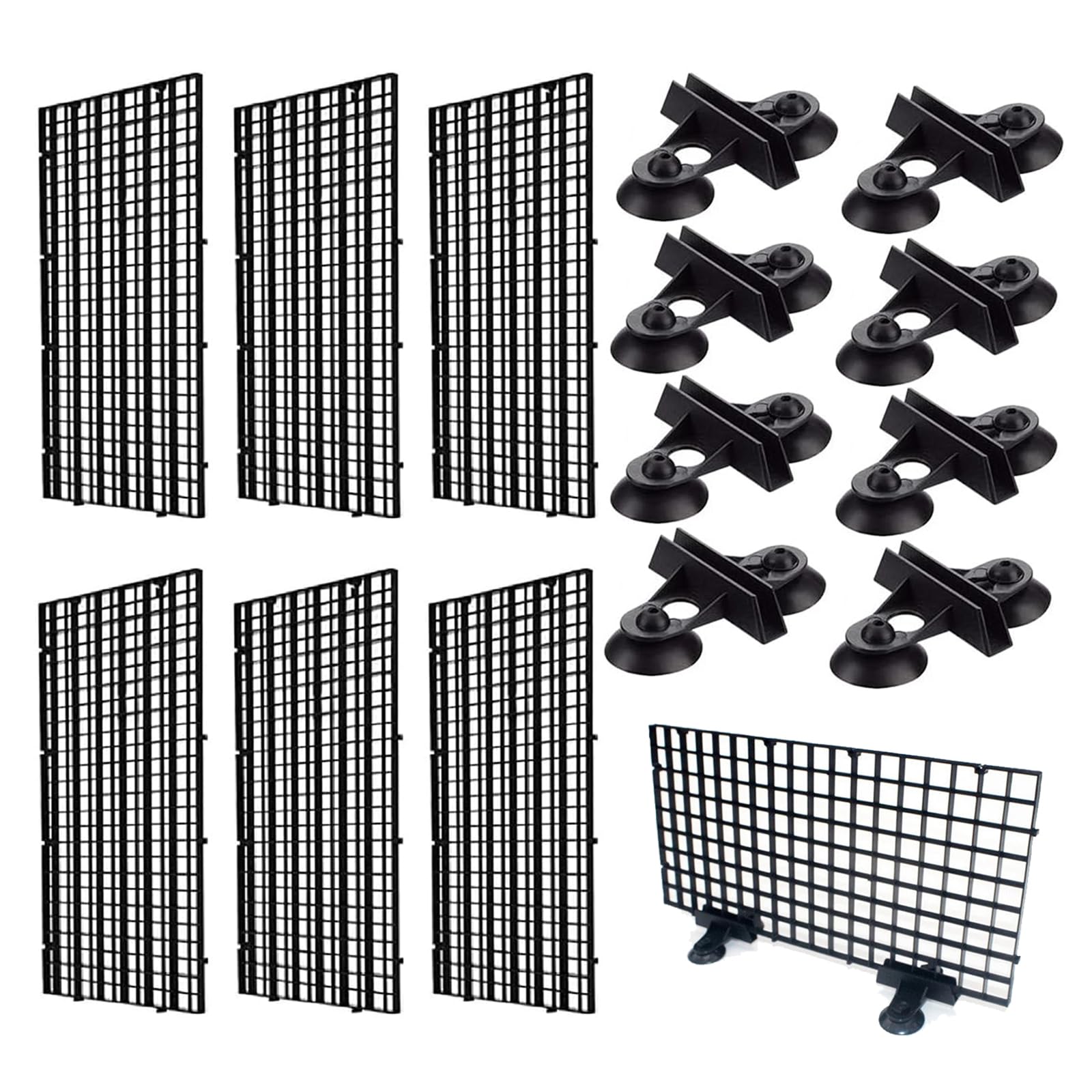 Diviseur d'aquarium en plastique : lot de 6 grilles de 30x15cm avec ventouses