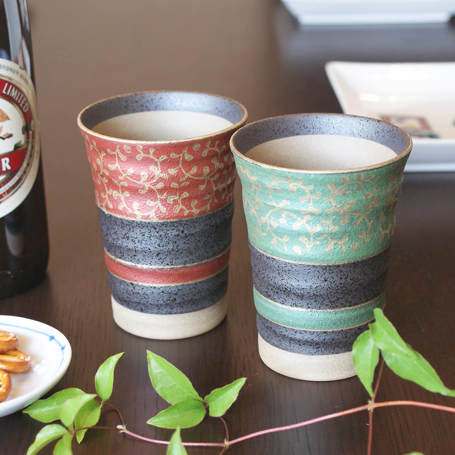 九谷焼　手吹きガラス　ペア　和グラス　ビール　セット 九谷焼 手吹きガラス ペア 和グラス ビール セット 食器