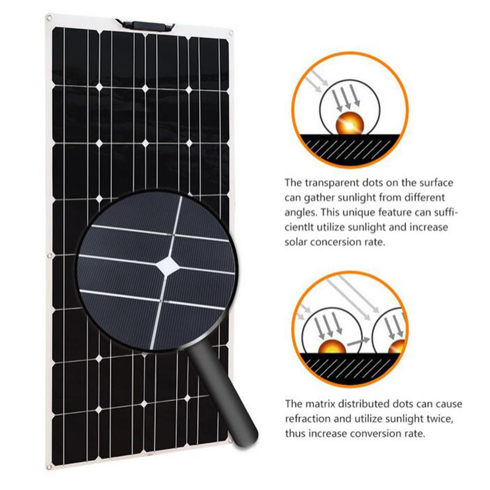 Panel słoneczny 100W-600W, elastyczny pojedynczy kryształ 300W 12V zginalny lekki panel słoneczny do kampera, przyczepy, kampera, jachtu, kabiny, namiotu i innych scen