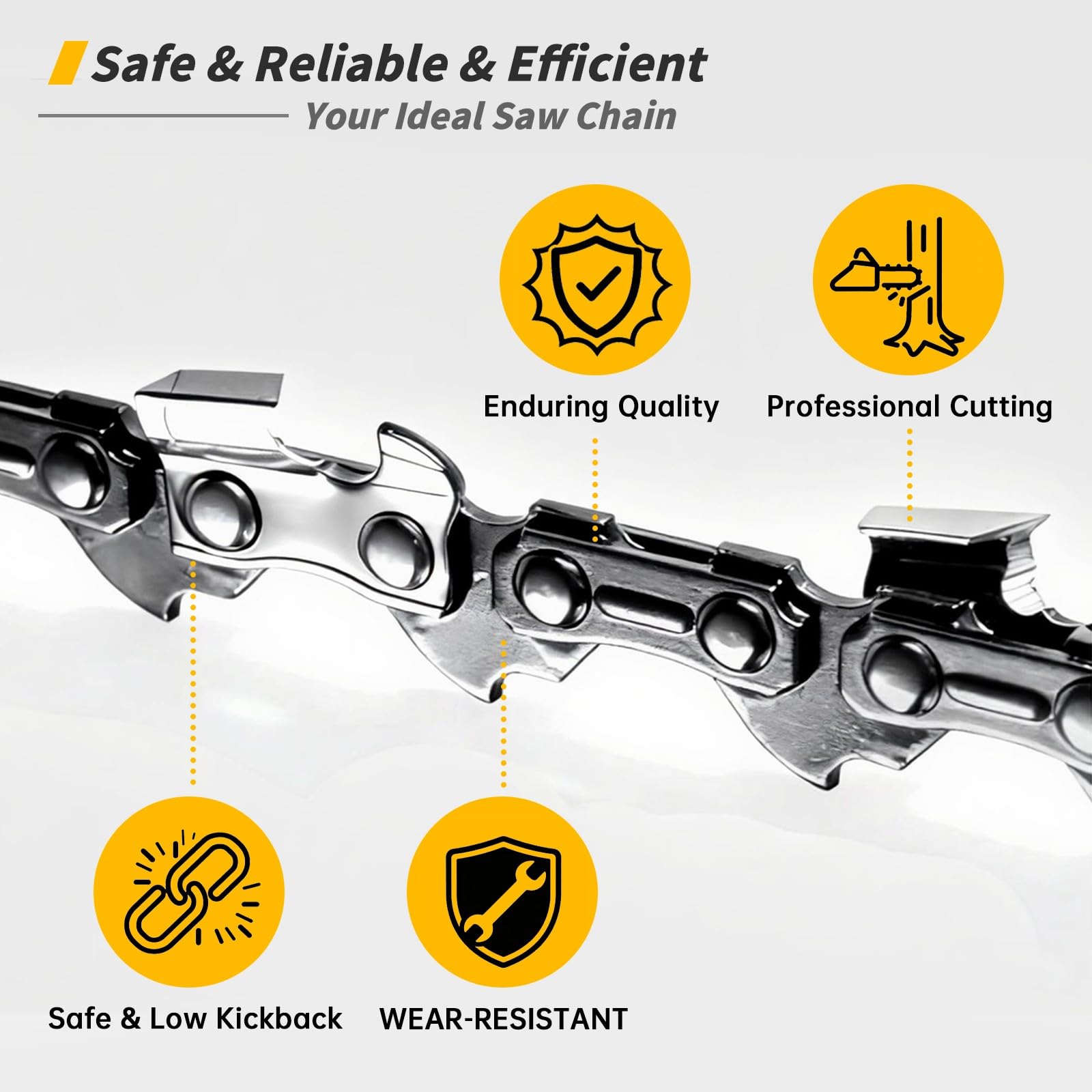 4 chaînes pour tronçonneuse de 30 cm, 3/8 "LP 1,1 mm, 45 TG, chaîne pour tronçonneuse, avec gants de protection et étui, compatible avec Ryobi OCS1830, Bosch AKE30 Li AKE30 S Usw