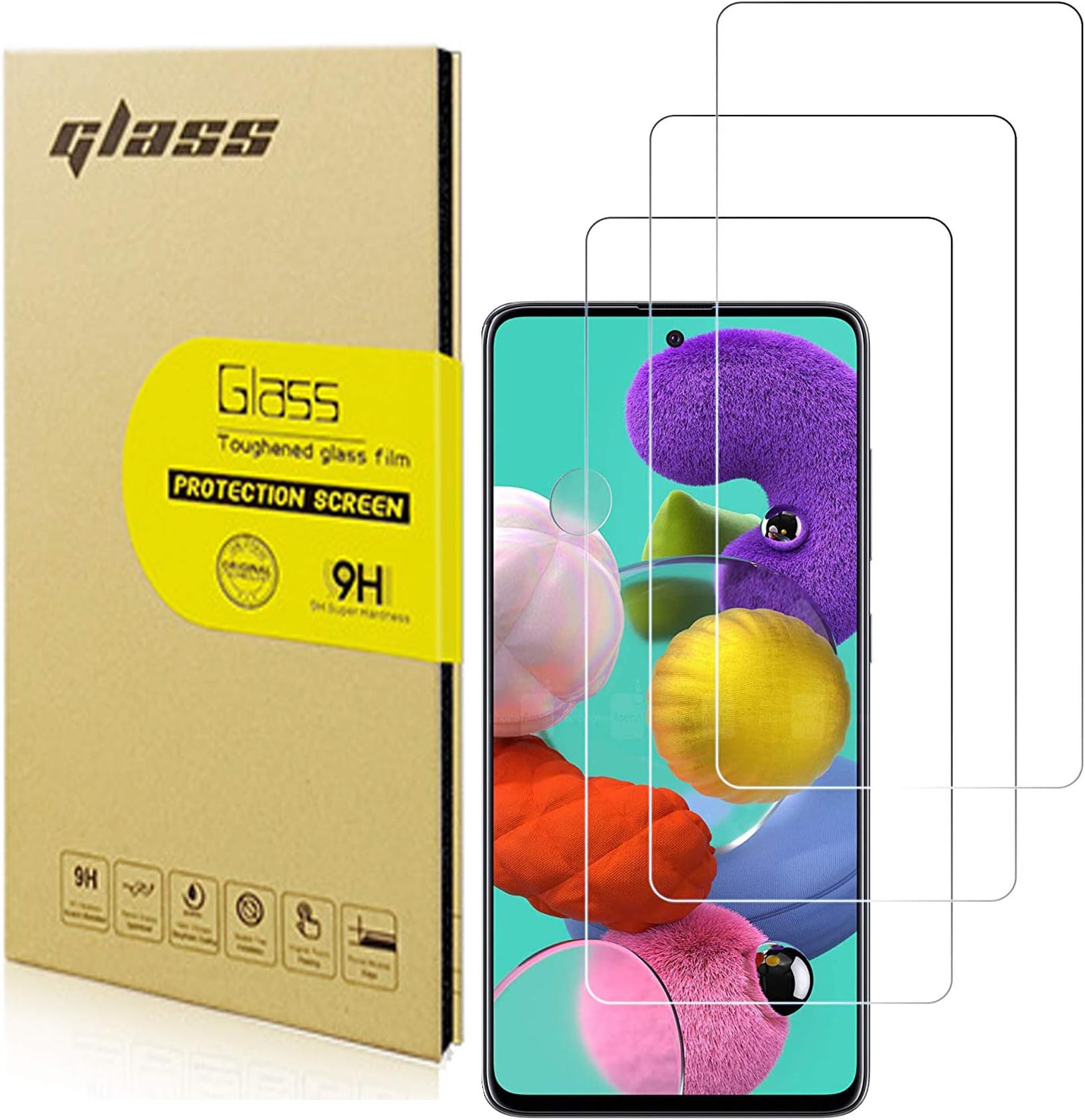 A50 Glass Screen Protector - [2.5D Round Edge] [9H Hardness] [High Definition] [Bubble Free] For Samsung Galaxy A50 A505 A505FN A505GN Tempered Glass Screen Protector 3PC