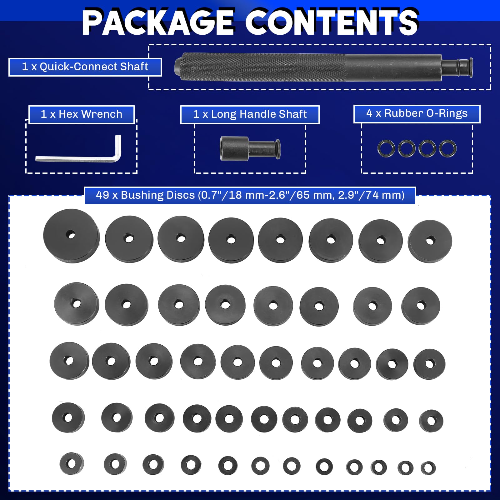 weyleity 52 in 1 Custom Bushing Bearing Seal Driver Set | 52PCS Transmission Wheel Axle Bearing Race Seal Installer Remover Bearing Press Tool Kit Bushing Removal Puller Set