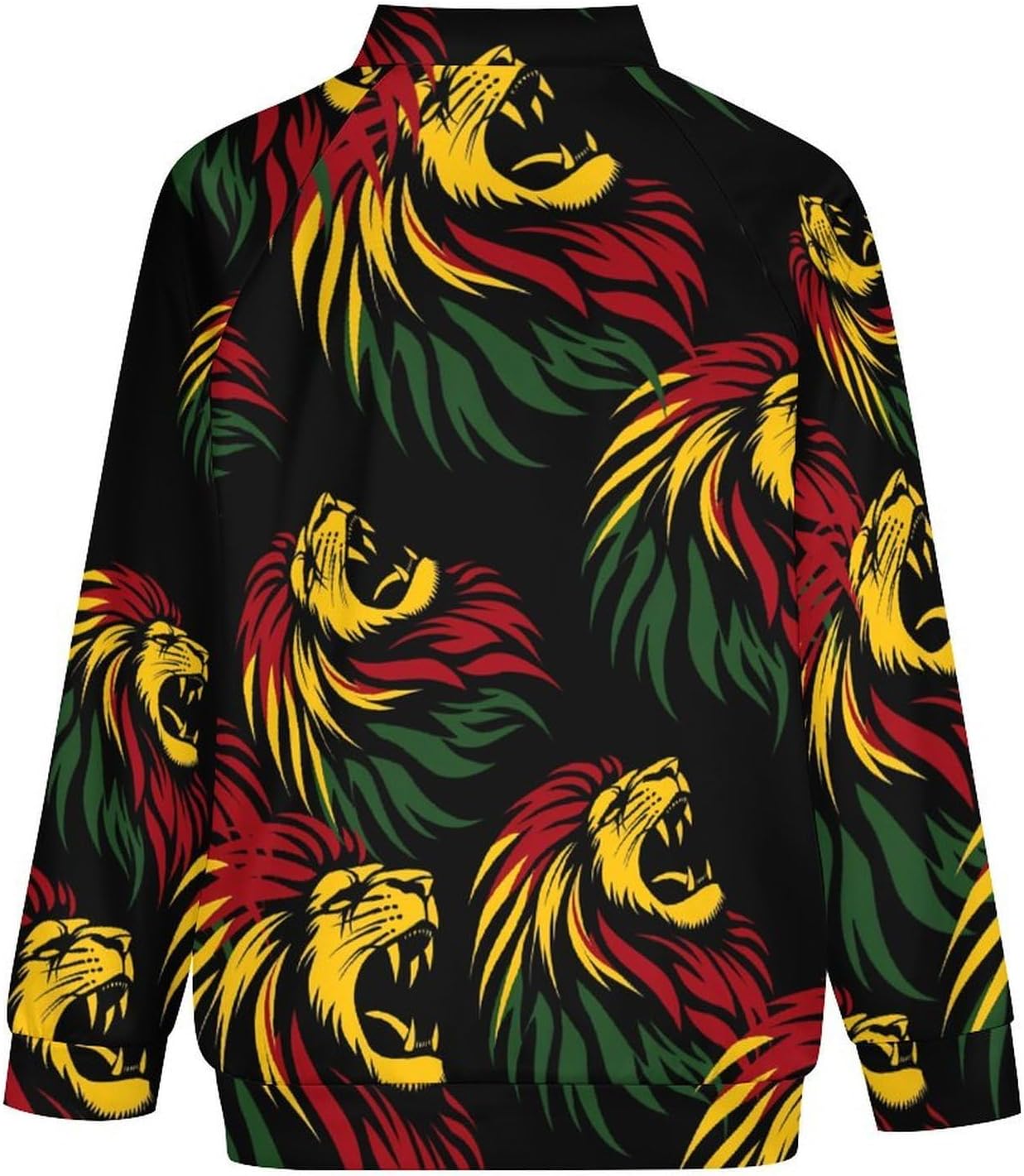 Rasta Reggae Lion Jamaica Men's Zip Up Sweatshirt Casual Sweater Jackets Long Sleeve Tops Lightweight Coat
