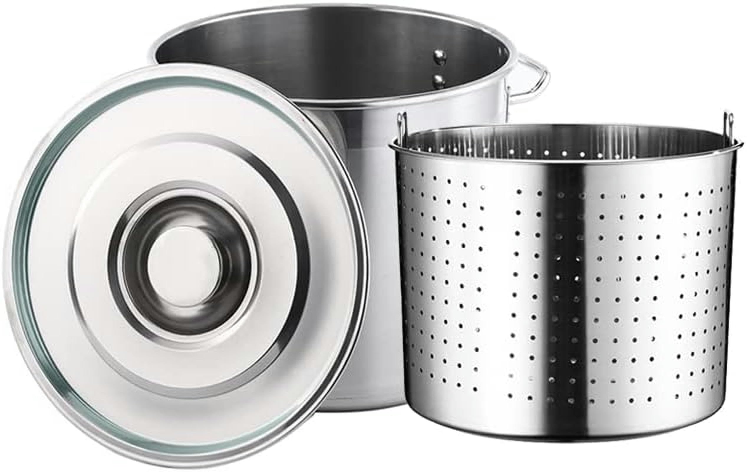 Garnek Do Smażenia Indyka 27Qt/45Qt/63Qt Z Koszykiem I Pokrywką, Stal Nierdzewna, Ciężki Kociołek, Garnek Do Gotowania Owoców Morza, Raków, Krabów, Naczynia Kuchenne Do Gotowania ，35x35cm