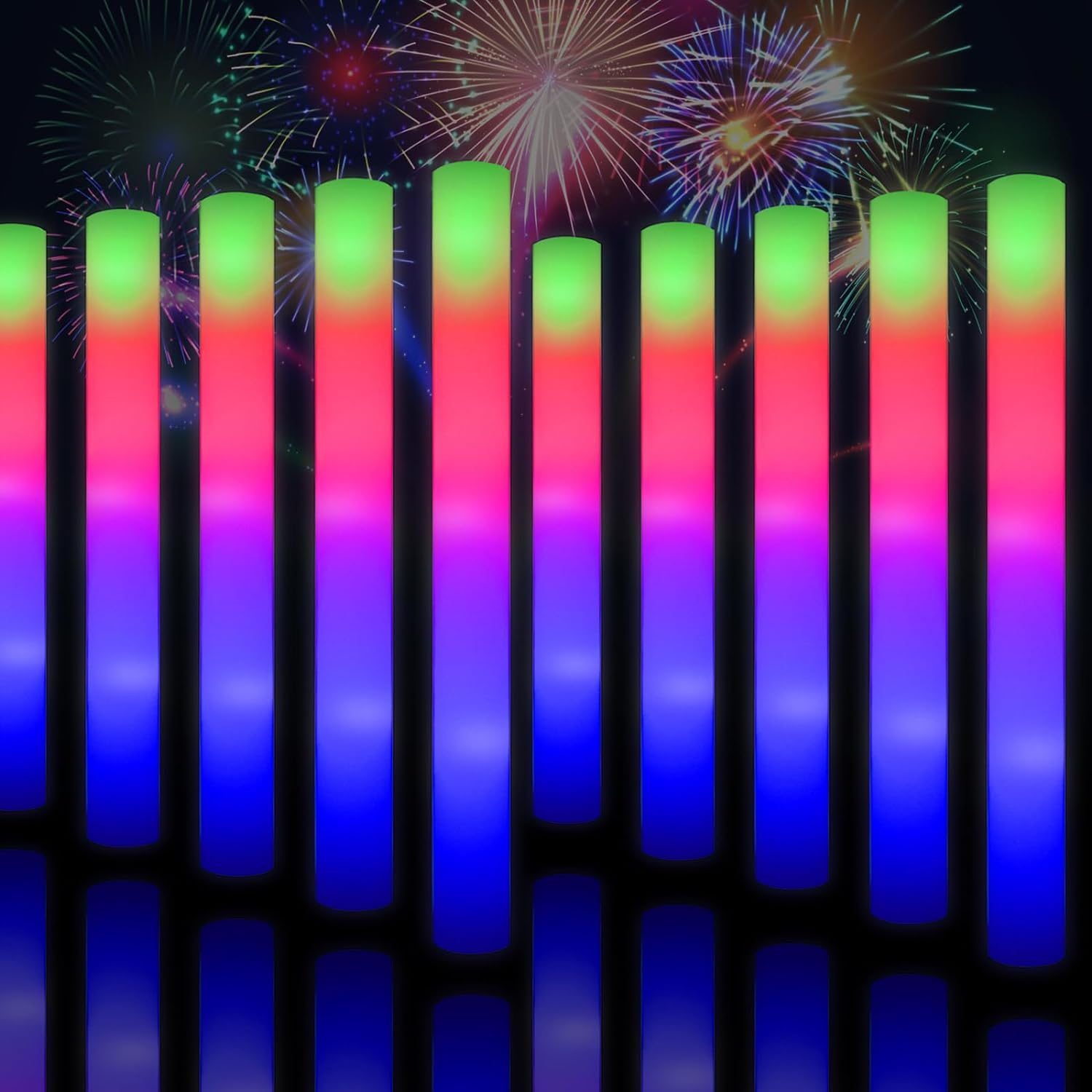 Paquete de 50 varillas de espuma luminosas para fiestas, luces LED intermitentes con 3 modos intermitentes, 8 ~ 10 horas de larga duración, suministros de fiesta multicolor para bodas, cumpleaños