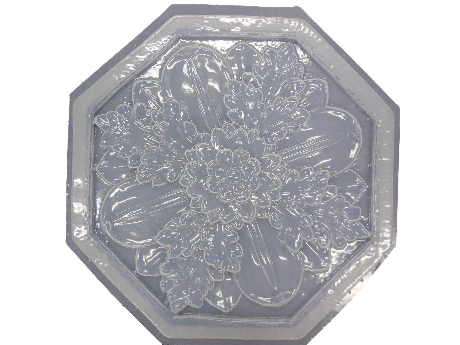 12 inch Octagon Floral Flower Plastic Craft Mold use with Concrete or Cement for Making Stepping Stones 7073