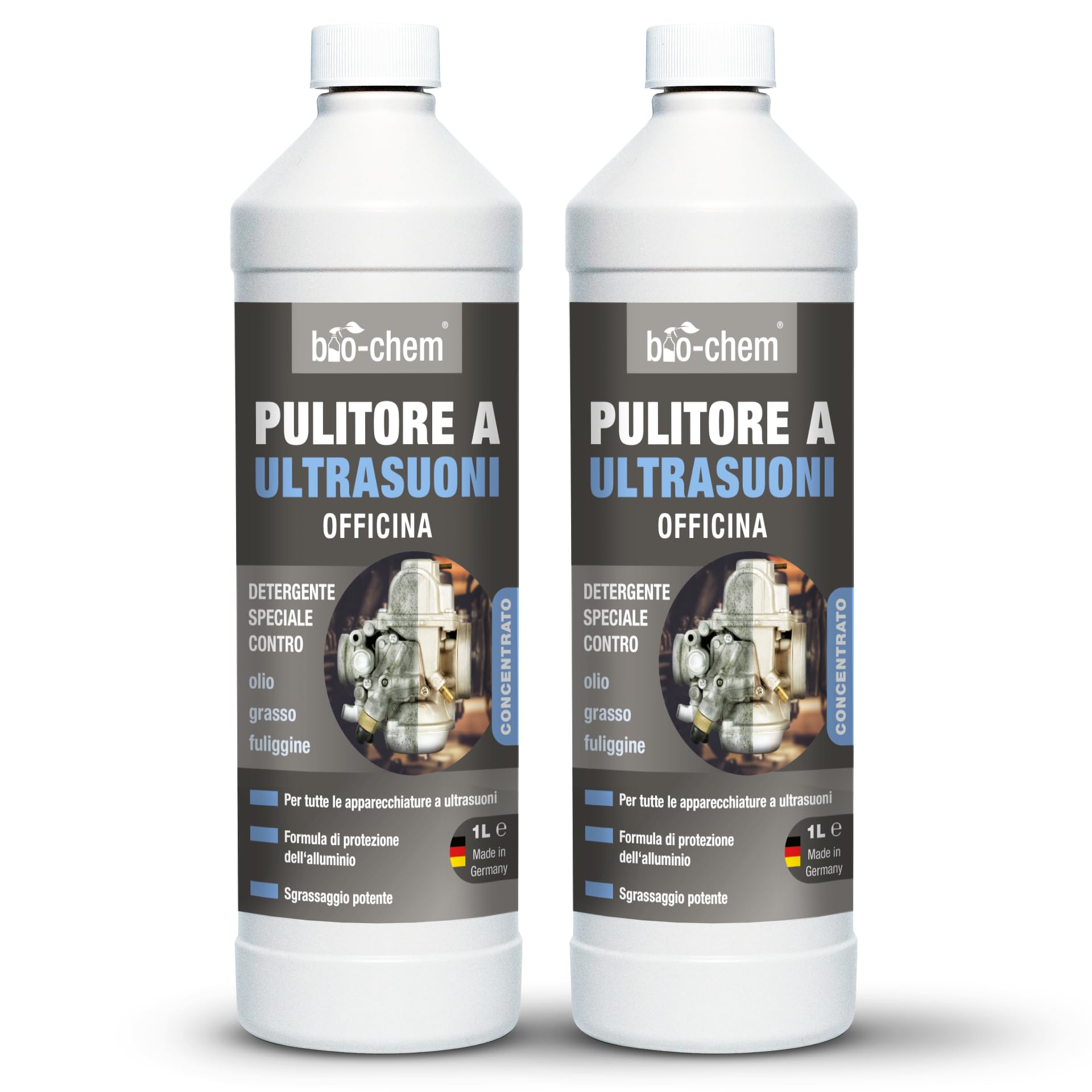 Bio-Chem - Detergente ad ultrasuoni per officina 2L concentrato - Uso professionale in officine e industrie - Prodotto per carburatori, parti meccaniche, componenti elettronici