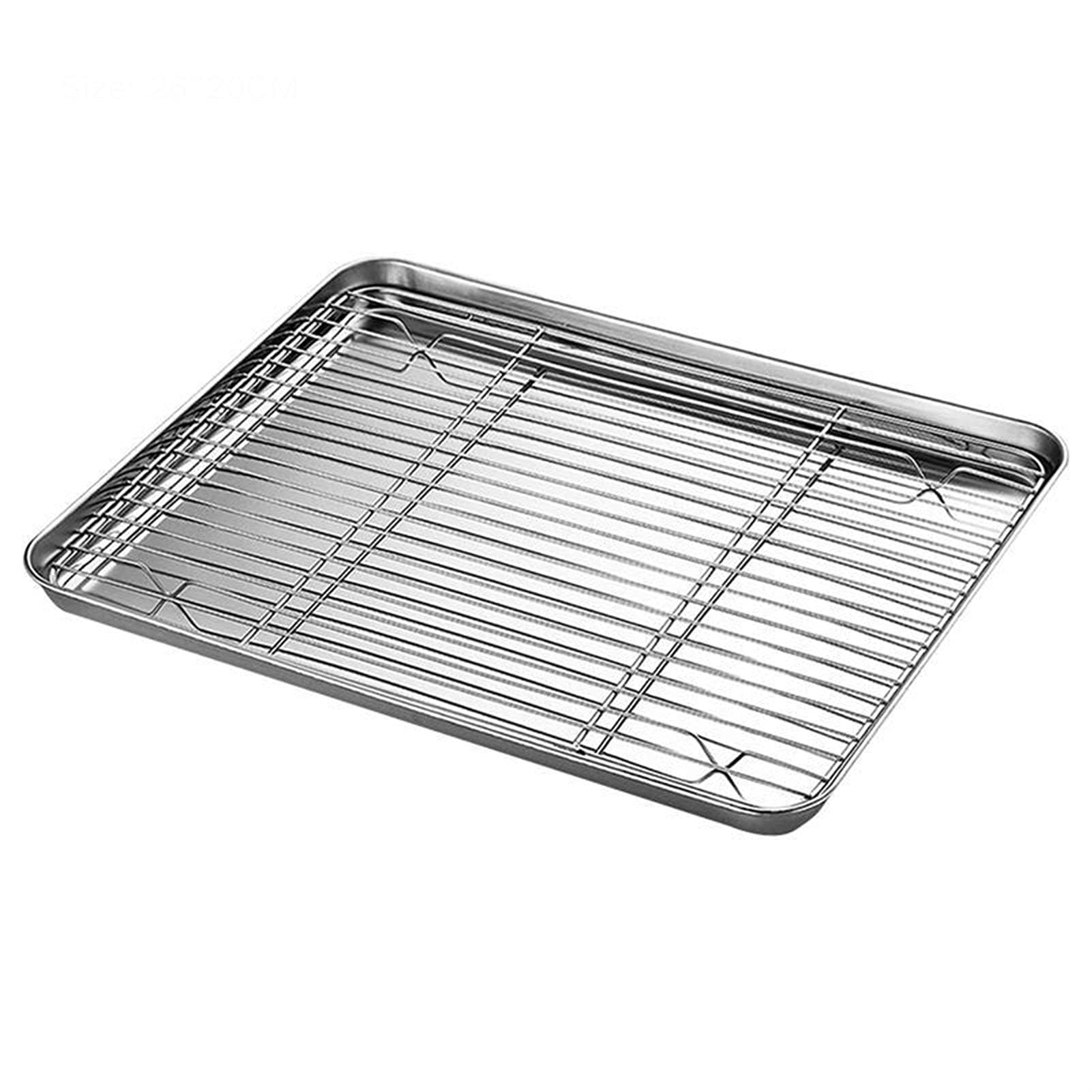 Alimentos Cocina a la Parrilla Bandeja de Horno de enfriamiento de Acero Inoxidable Horno de Drenaje de Aceite para Hornear Lavavajillas Bandeja para Hornear Parrilla Parrilla, Bandeja de enfriamien