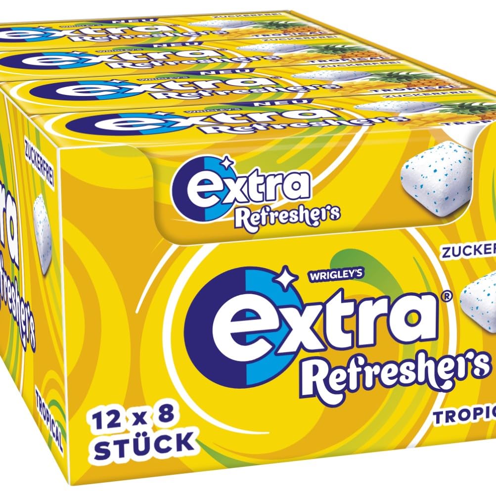 Extra Kaugummi | Professional White | Zuckerfrei | 12 Packungen (12 X