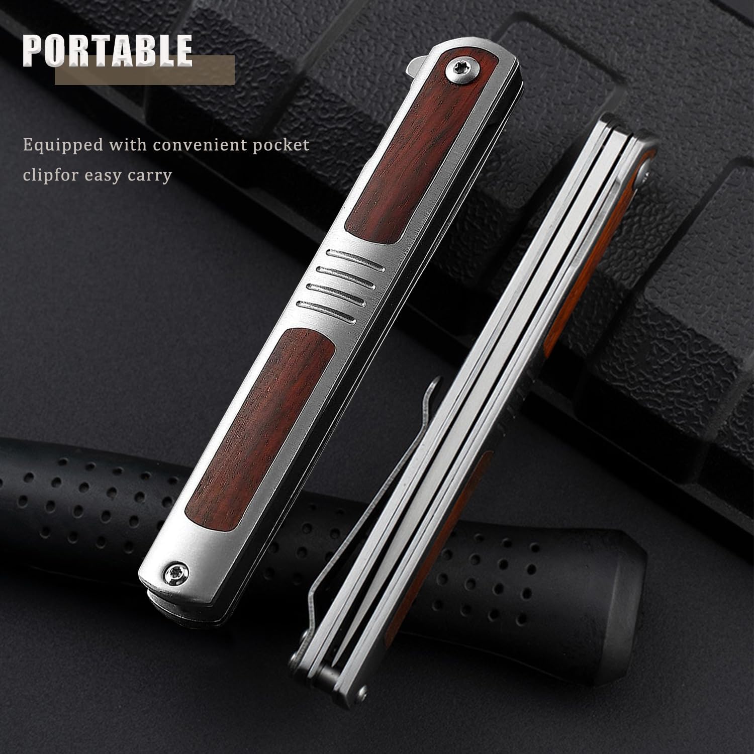 Pocket Knife for Men, Folding Knife with Clip, with D2 Steel Blade, Safety Liner Lock, Sharp Knife for Outdoor Tactical Survival Camping Hunting Fishing, Cool Knifes for Dad