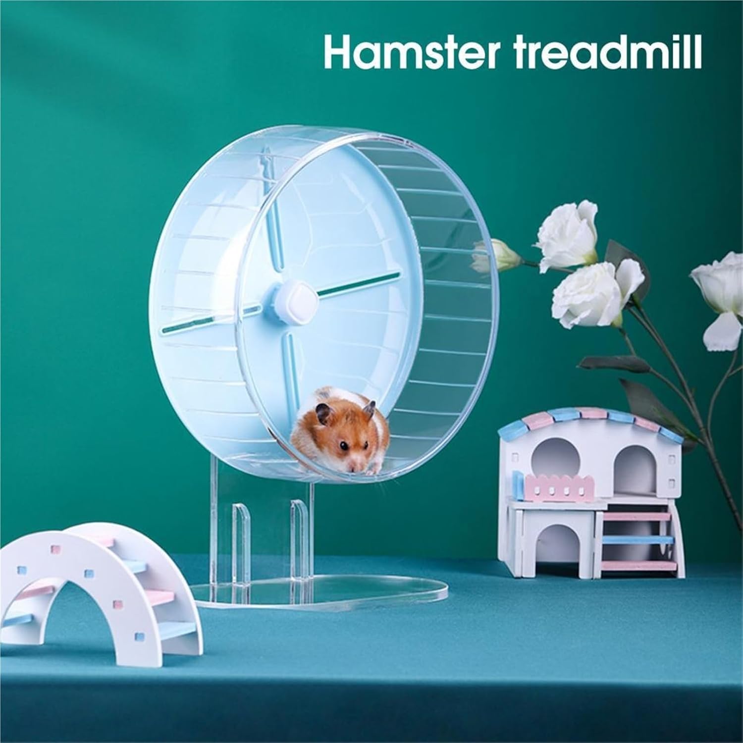 Hamster Toy Super Wide Runway Rat Sport Toy Silent Jogging Wheel Guinea Pig Mice Small Animal Exercise Accessories(Pink,Small)