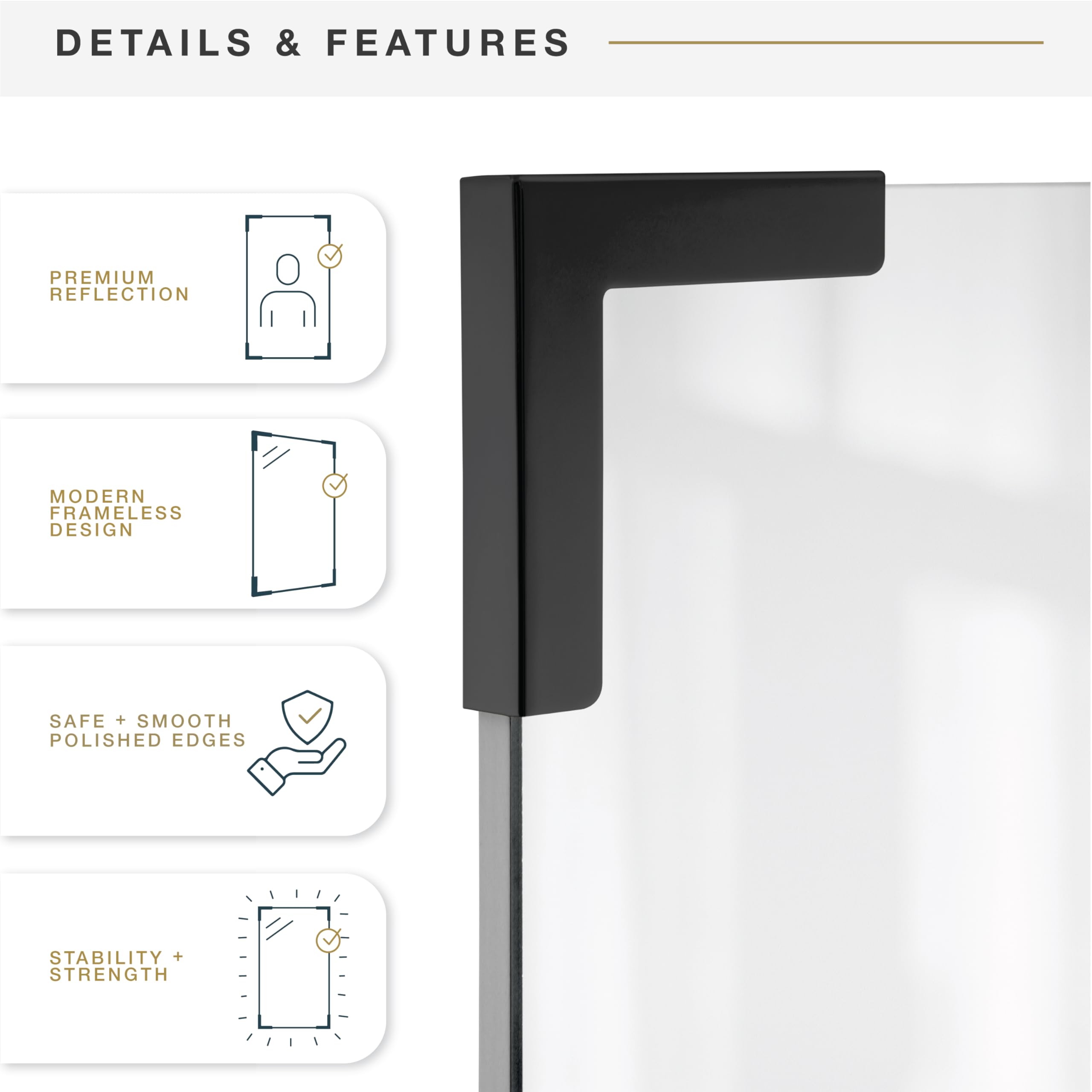 Amazon.com: MCS 20x34 Black Metal Corner Frameless Mirror : Home