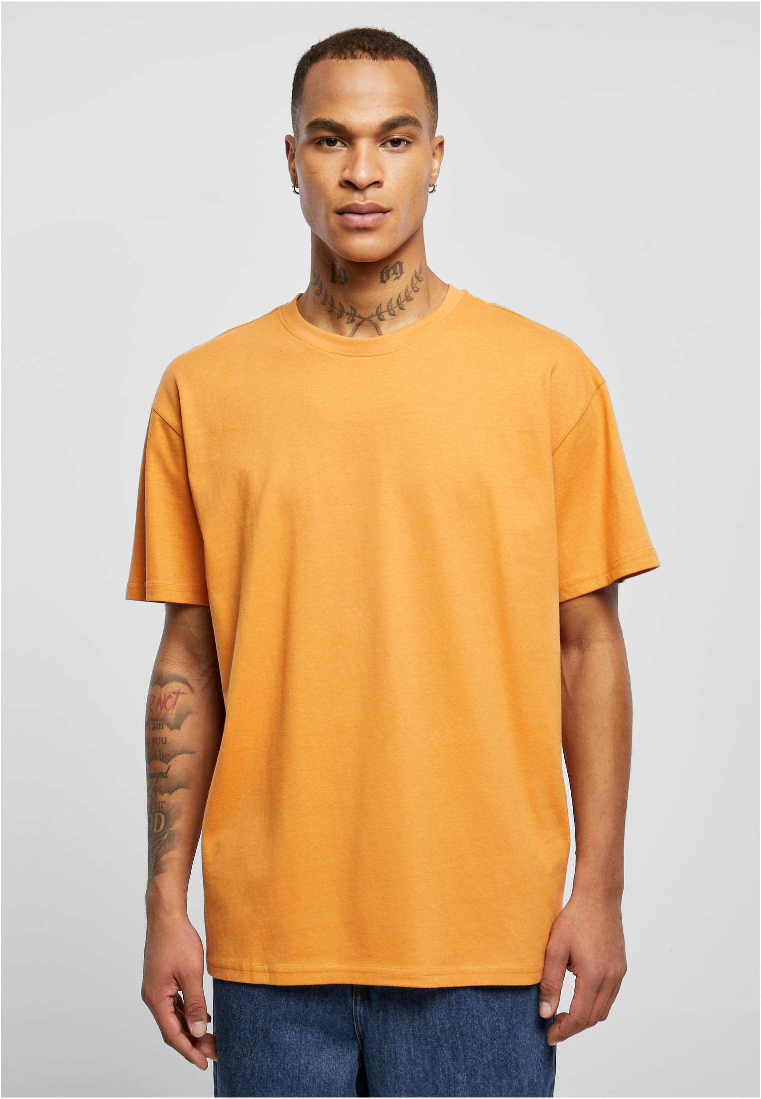 Build Your Brand Męski T-shirt Heavy Oversize Tee, Basic T-shirt dla mężczyzn, oversized fit, bawełna, Pomarańczowy (Forgotten, 4XL