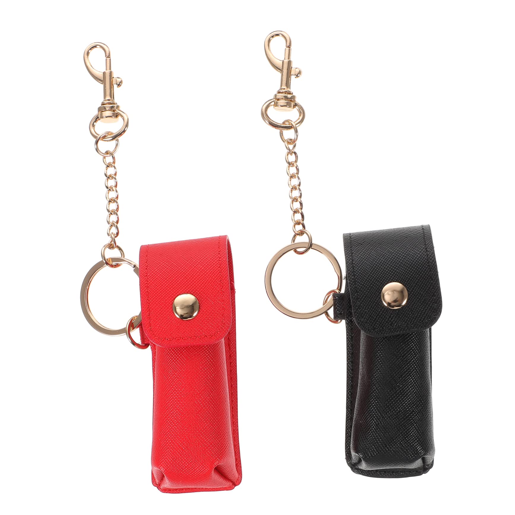 OHPHCALL 2 Piezas titular bálsamo labial funda cuero botella vacía Estuche bálsamo labial llaveros coche labial hidratante bolsa bálsamo labial portátil juego pintalabios