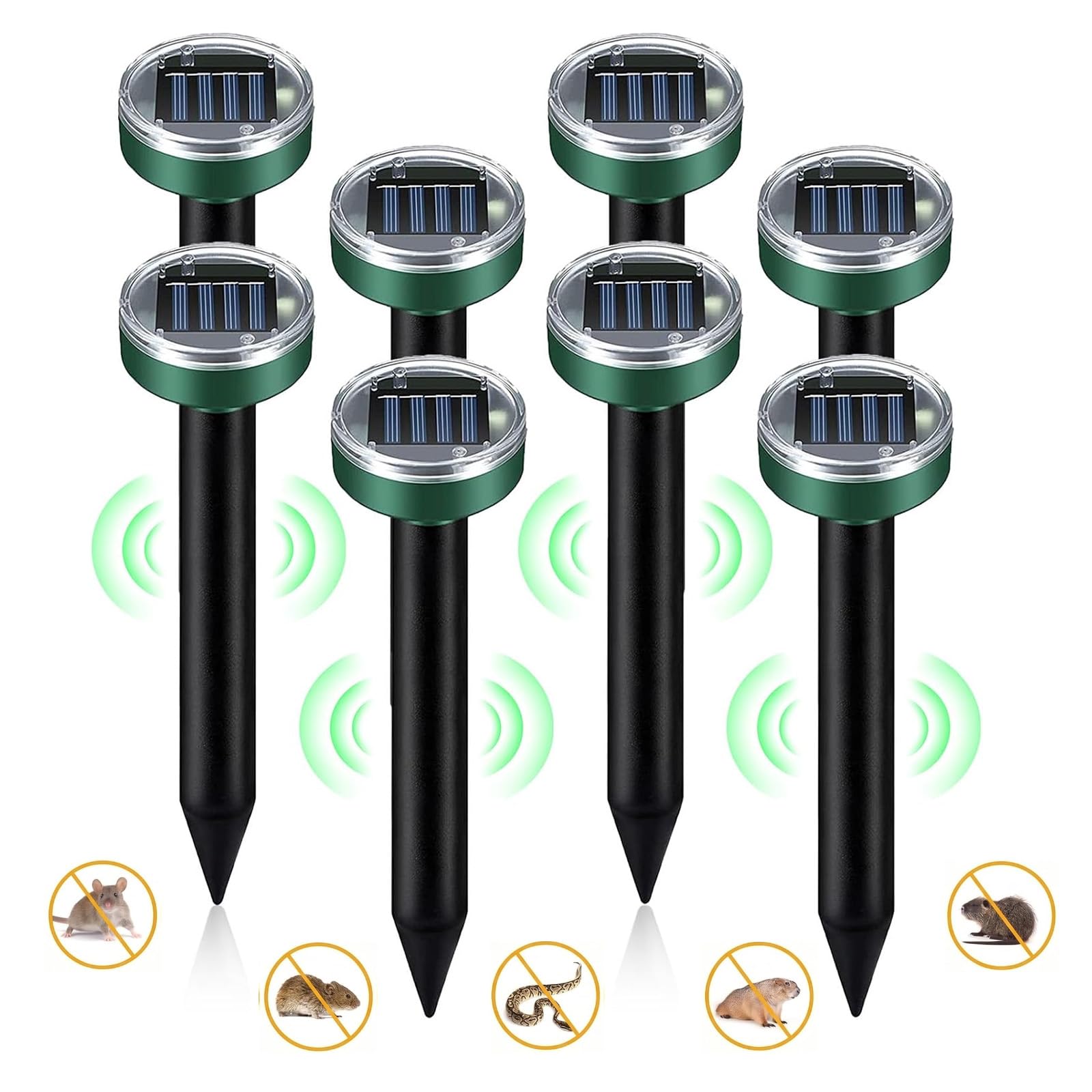 2026 Upgrade Solar Powered Mole Repellent, Ultrasonic Mole Repeller for Gopher, Mouse, Snake, Rat, Rodent, Waterproof, Vole Mole Deterrents for Gardens, Lawn Yard Outdoor (8 Pack)