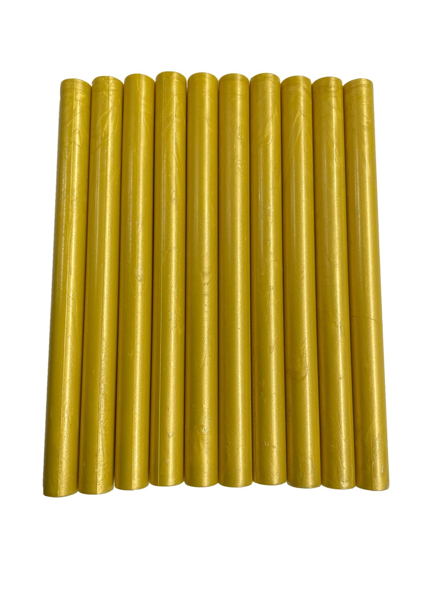 Syntego 10pcs Mustard Yellow Shimmer Glue Gun Sealing Wax Sticks for Wax Seal Stamping