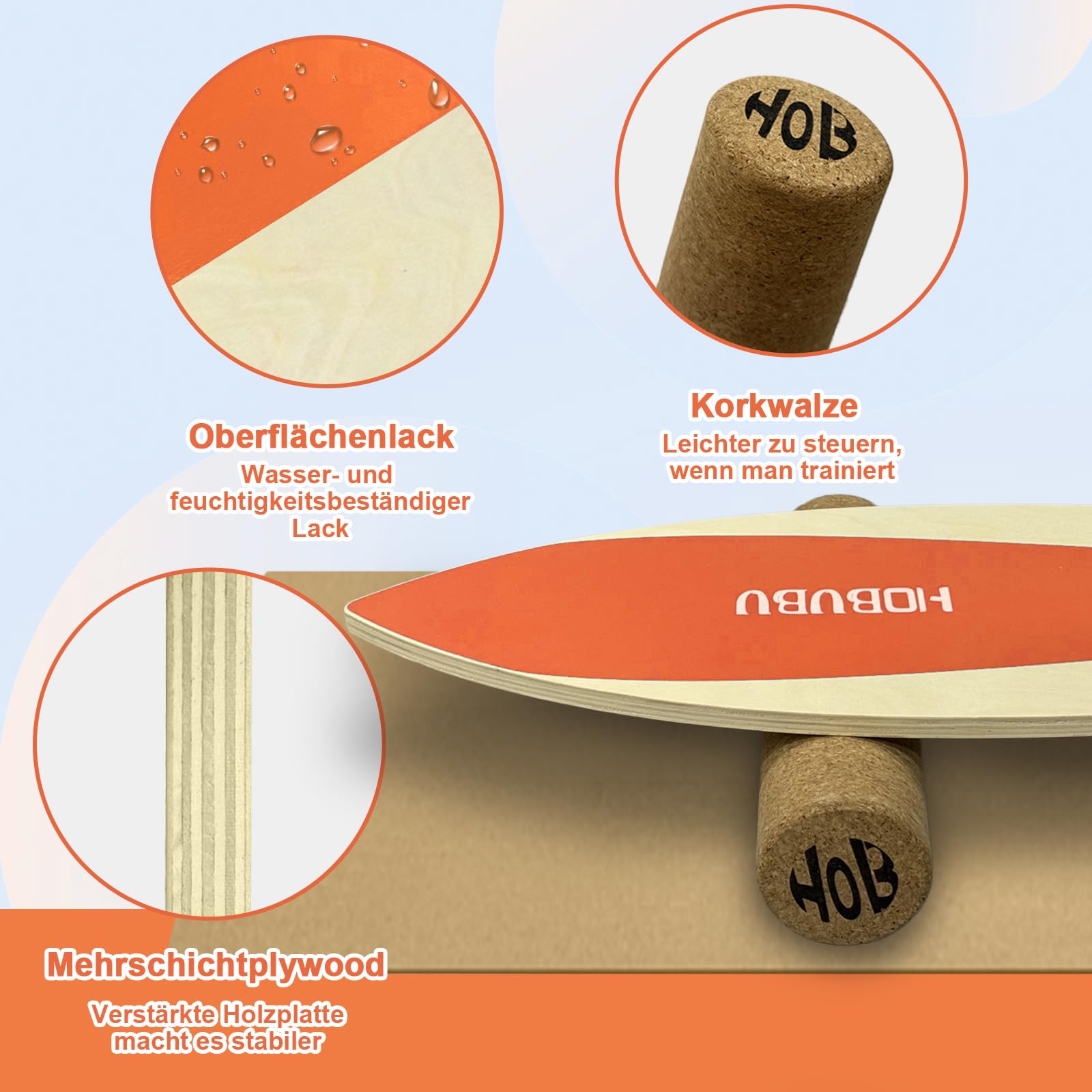 Balance Boards für Indoor- und Outdoor-Training, Holz-Balance Board mit Korkwalze und verstellbaren Sperren, geeignet für Anfänger und Experten | Erwachsene und Jugendliche
