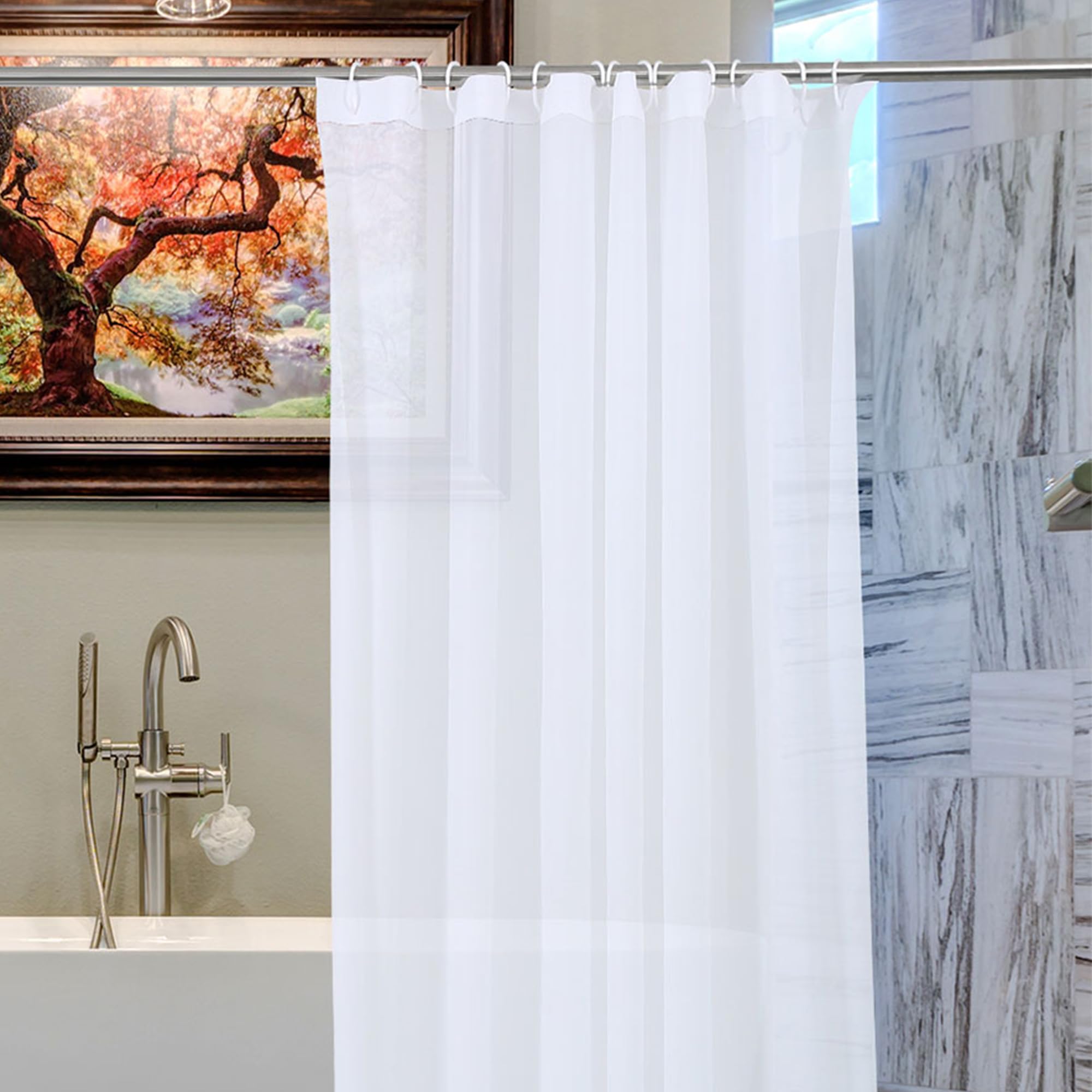 Rideau De Douche, Rideau De Douche PEVA, Imperméable, Blanc Mat