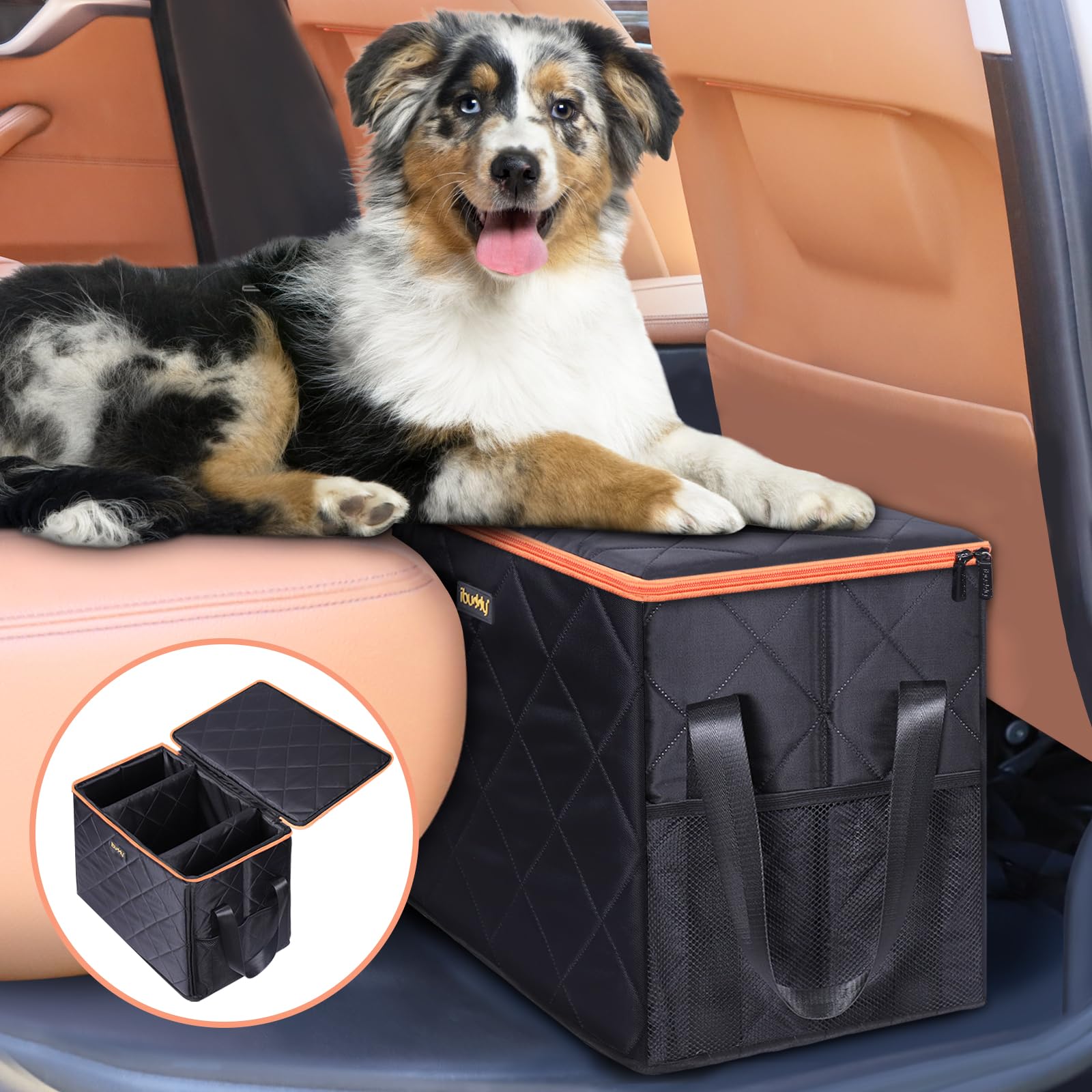 iBuddy Car Seat Extender with Storage for Large Dogs Up to 200LB