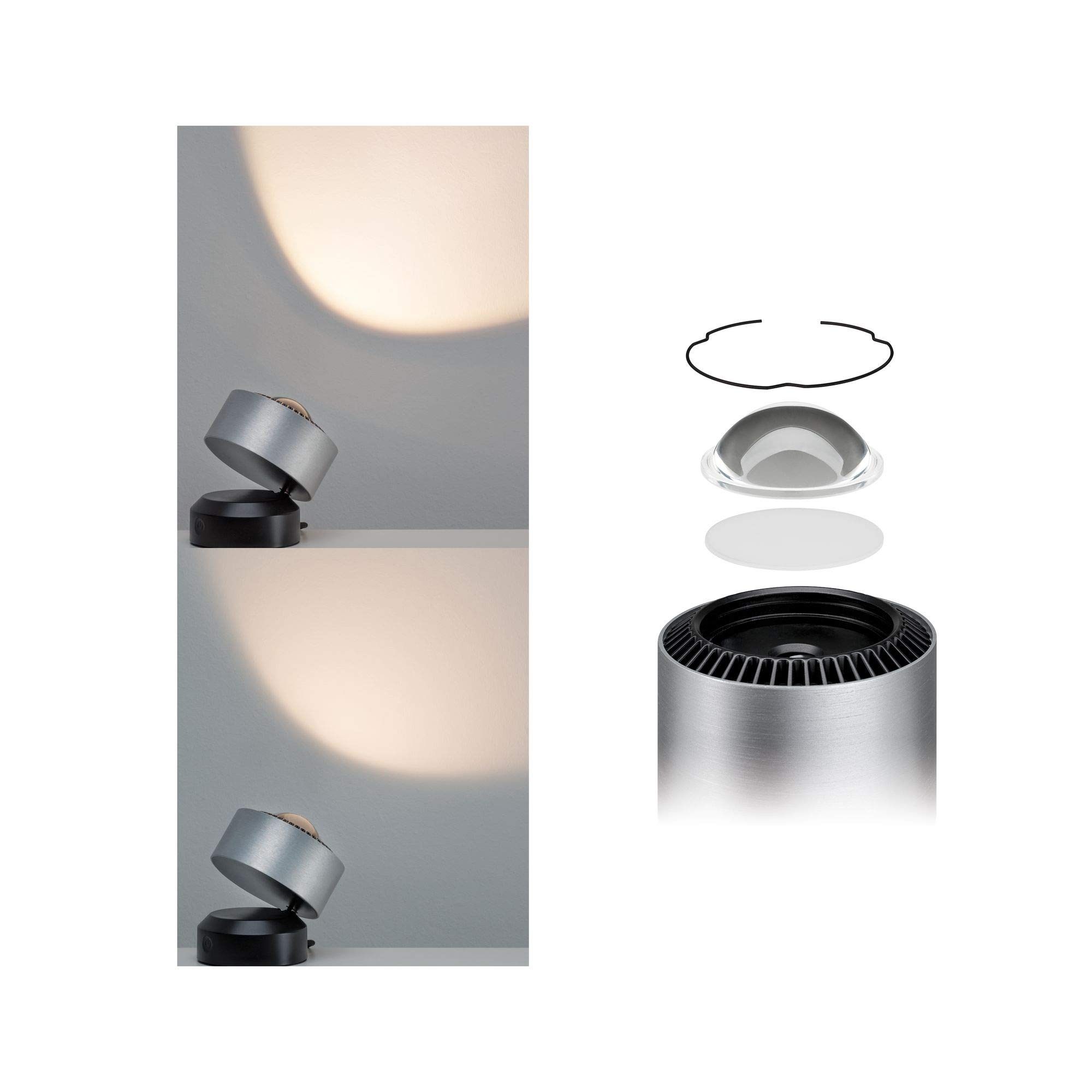 Paulmann 79718 Lampada da tavolo LED Aldan incl. 1x3,5 Watt dimmerabile lampada da comodino nero, alluminio lampada da tavolo bianco caldo 2700 K