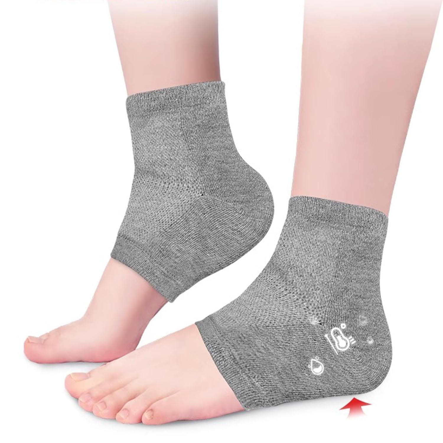 Paquete de 4 calcetines deportivos de silicona para niños con sensibilidad al talón de enfermedades severas, fascitis plantar, espolones de talón, niños 2-7 mujeres 4-8
