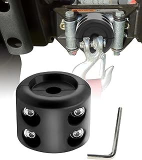 ESEWALAS Rubber Winch Stopper,Winch Cable Hook Stopper,Rubber Rope Line Saver,Winch Cable Hook Rubber Stopper with Stainless Steel Screws and Nuts,Rubber Hook Stopper for Synthetic Winch Rope (Black)
