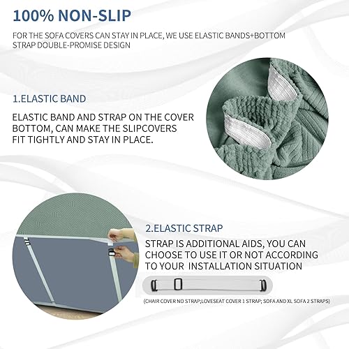 Miniatura 6 de JIVINER Fundas súper elásticas para silla, 1 pieza, universales, de jacquard, para sillón, con cuadros pequeños, con parte inferior elástica (tamaño