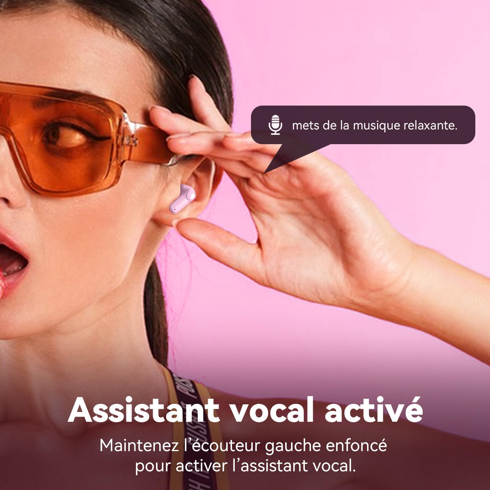 ANCwear Écouteurs Bluetooth 5.4 in-Ear, Étui Façon Sac à Main, Rose