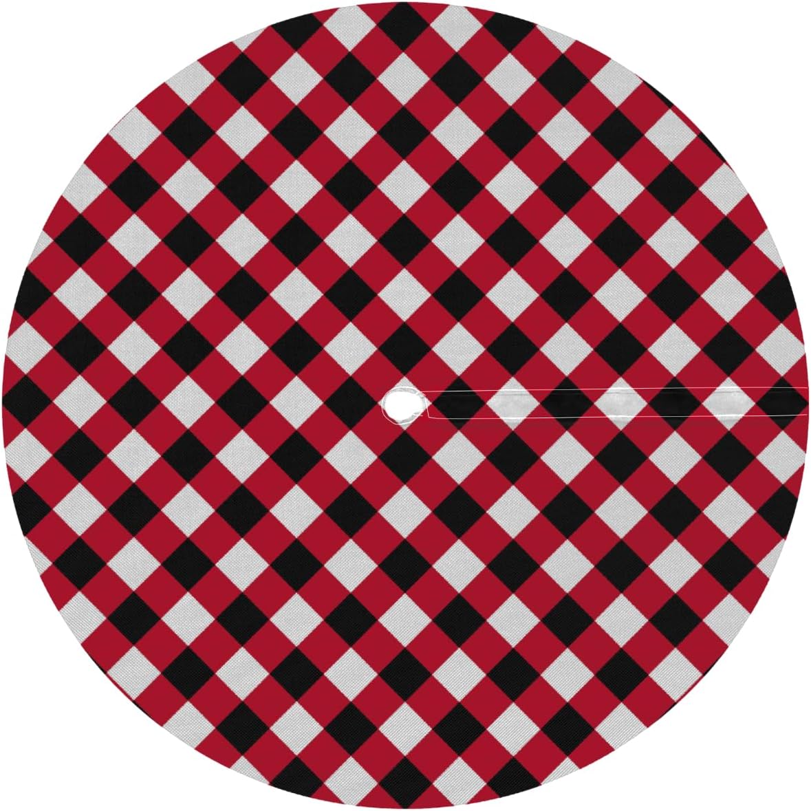 Geometry Red Black Round Outdoor Table Cloth with Umbrella Hole Geometry Abstract Outdoor Round Fitted Tablecloth with Elastic Edge Waterproof Circle Table Cover for Patio Garden Picnic (45-56 in)