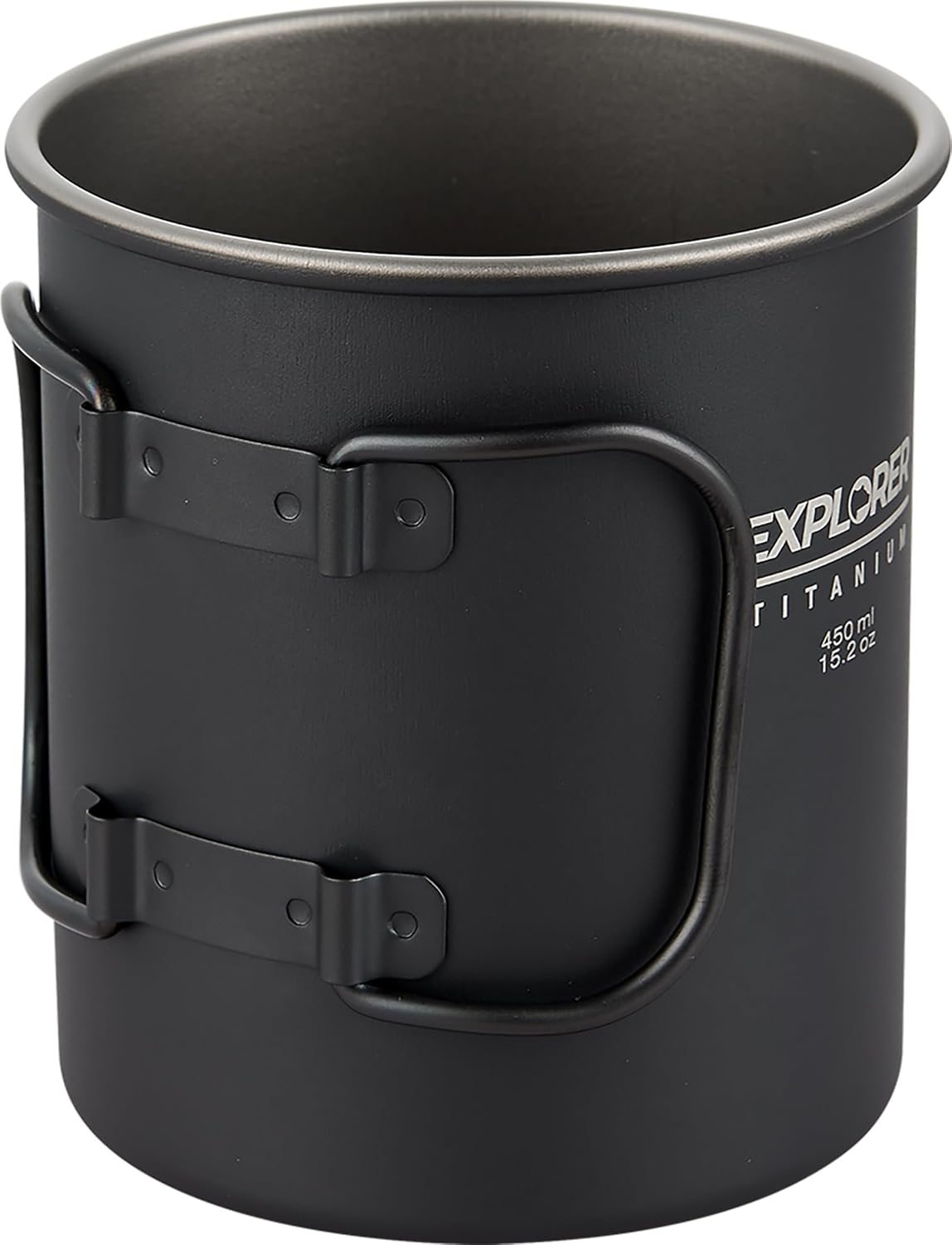 Explorer Bear Black Titanium Foldable Handle Camping Cup, 15.2 oz, 450 ml
