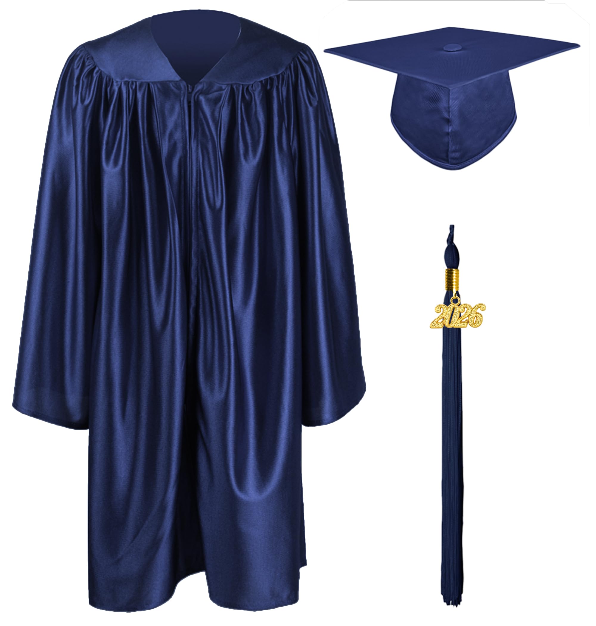 Graduationmall Navy Preschool Children's Graduation Cap And Gown,2026 Shiny Nursery Graduation Outfit For Kids 30(115-122Cm)