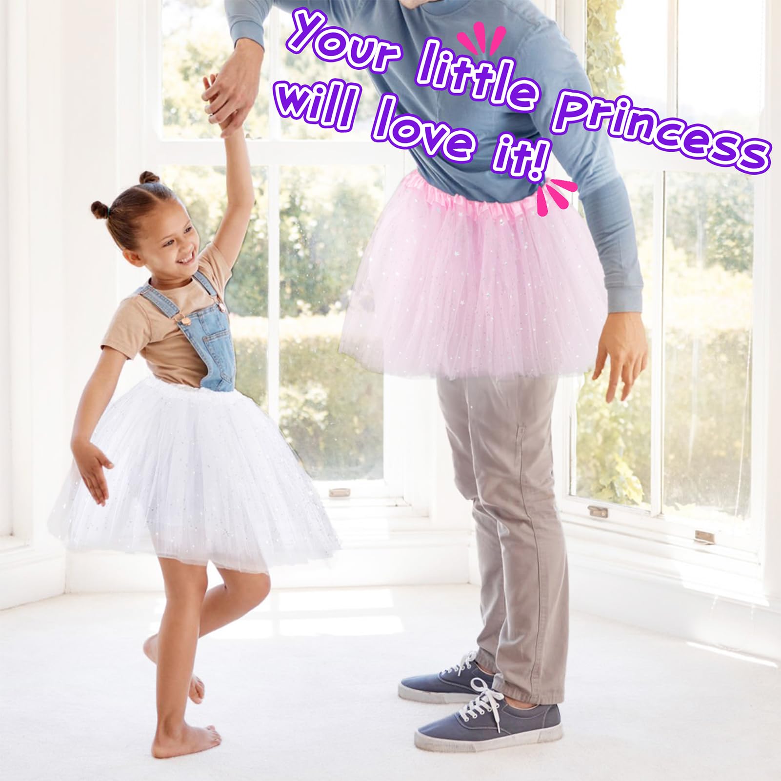 Kilofly - Set di 6 tutù per balletto, per bambini, per feste di compleanno, principessa, per feste